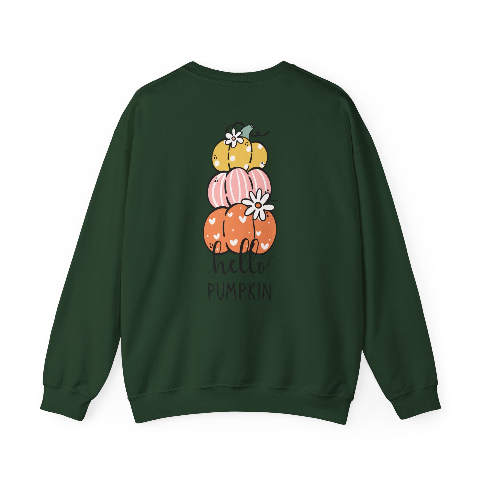 Hello Pumpkin Crewneck Sweatshirt — Cute Stacked Pumpkins Fall Sweater