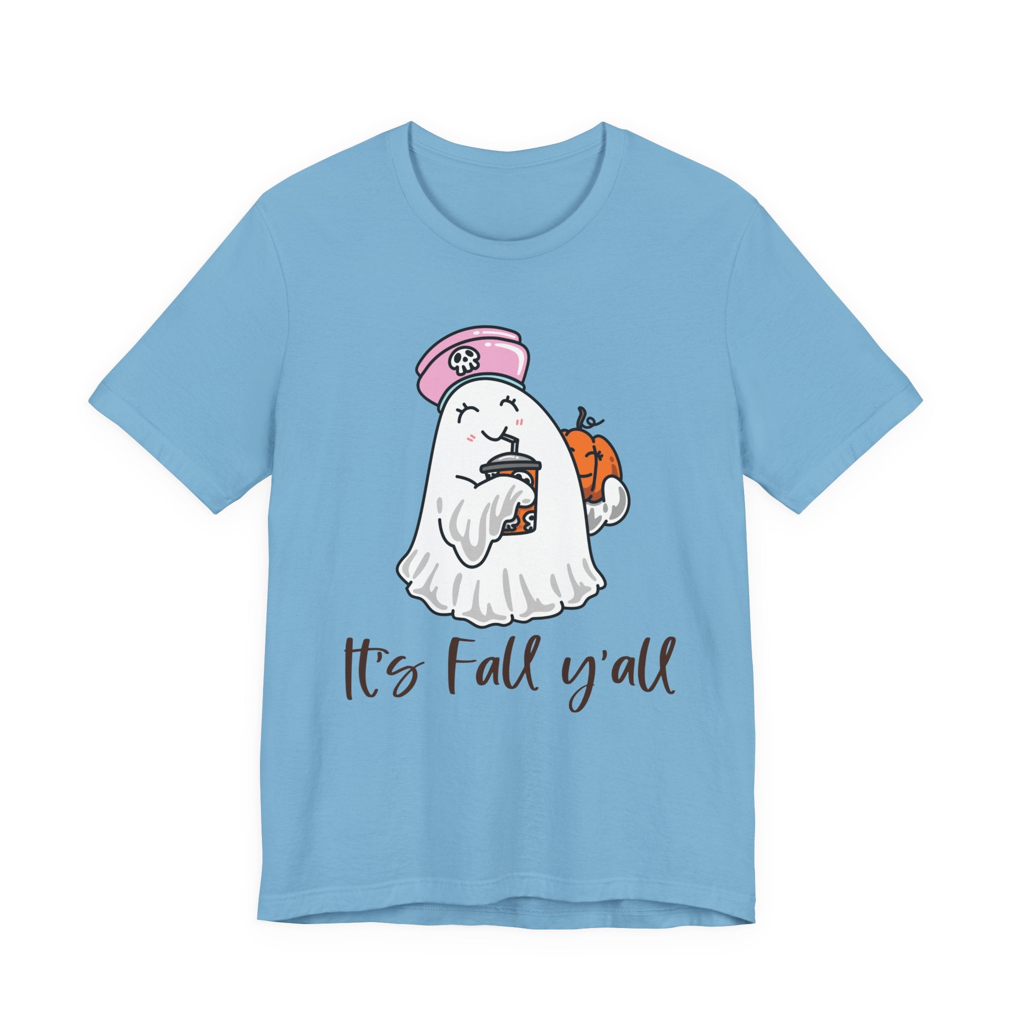 Fall Ghost Tee – "It's Fall y'all" Pumpkin Coffee Shirt