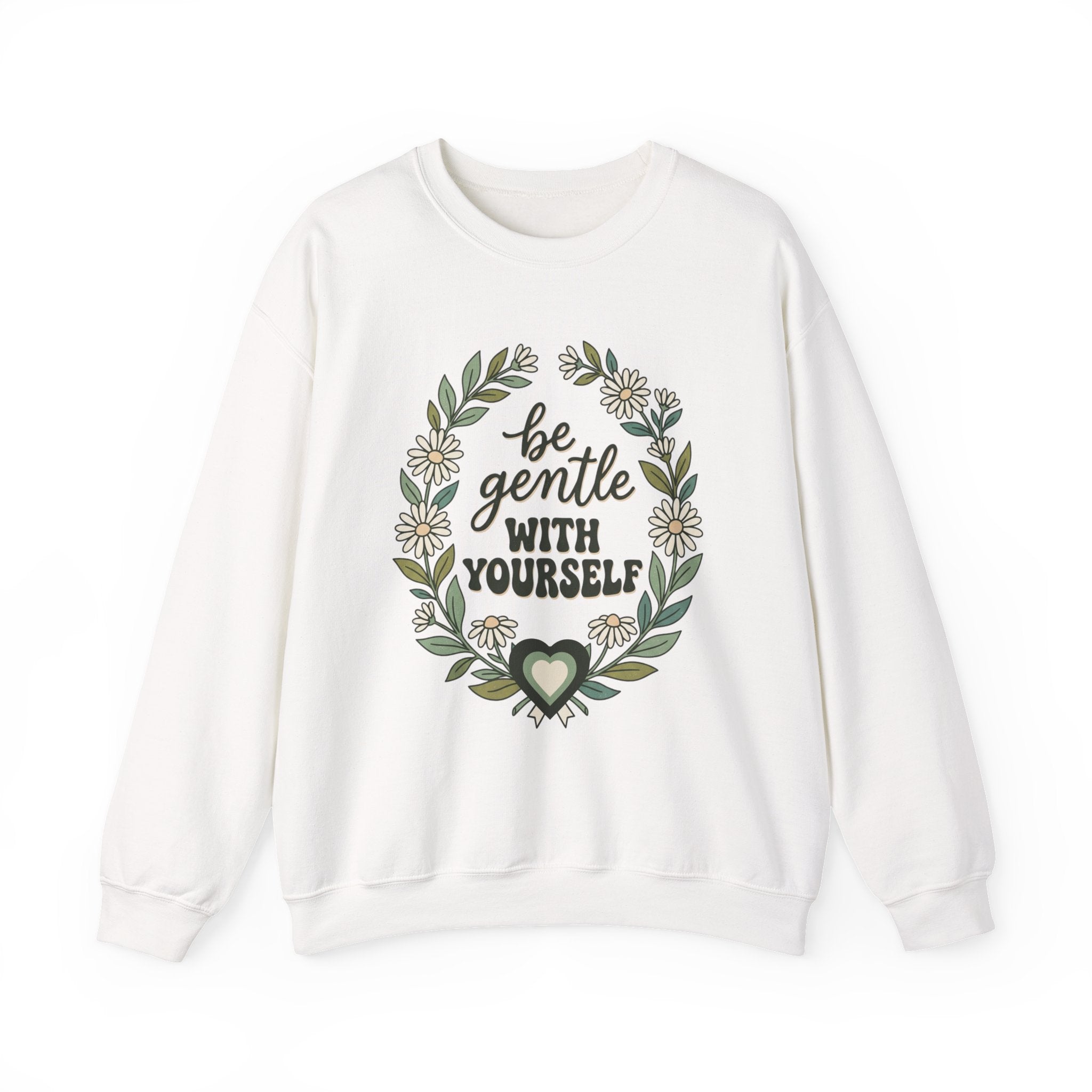 Be Gentle With Yourself Sweatshirt | Mental Health Awareness, Green Ribbon