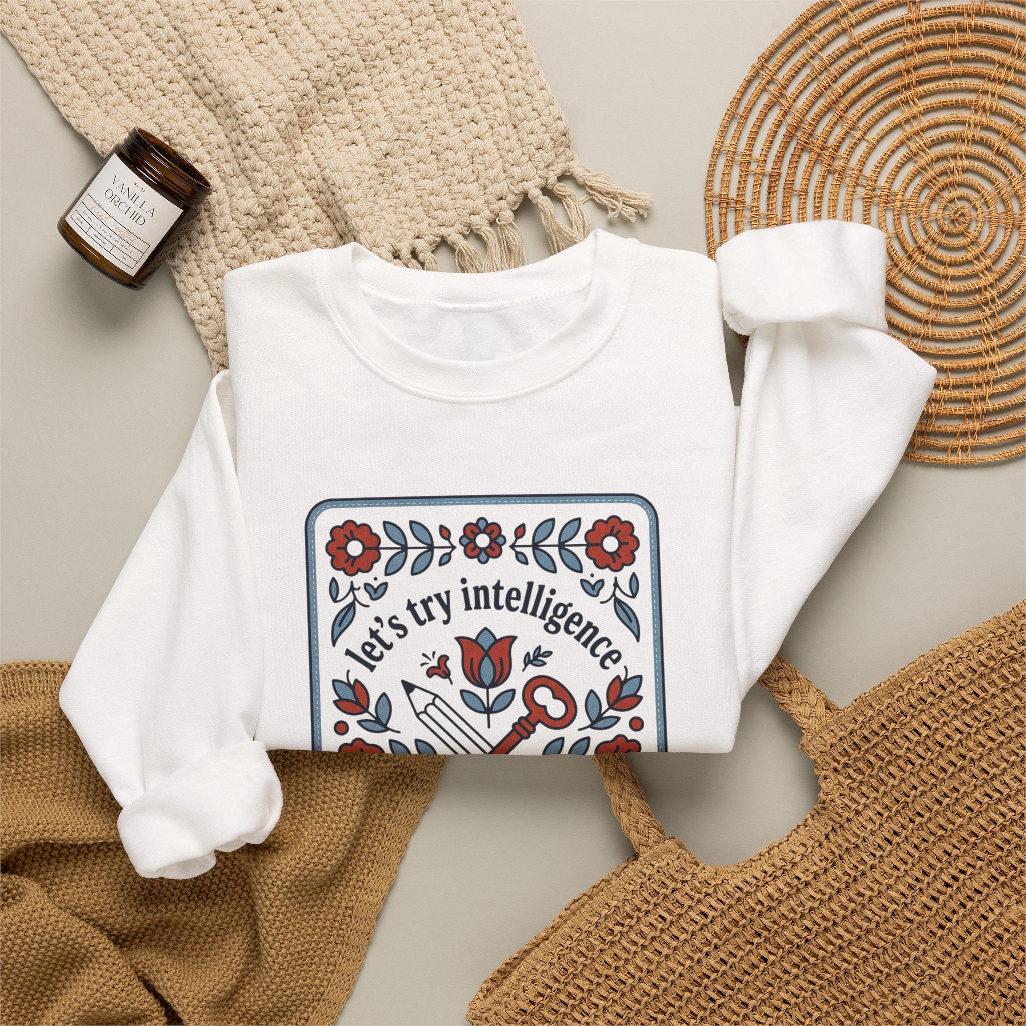 Floral try intelligence Unisex Heavy Blend™ Crewneck Sweatshirt