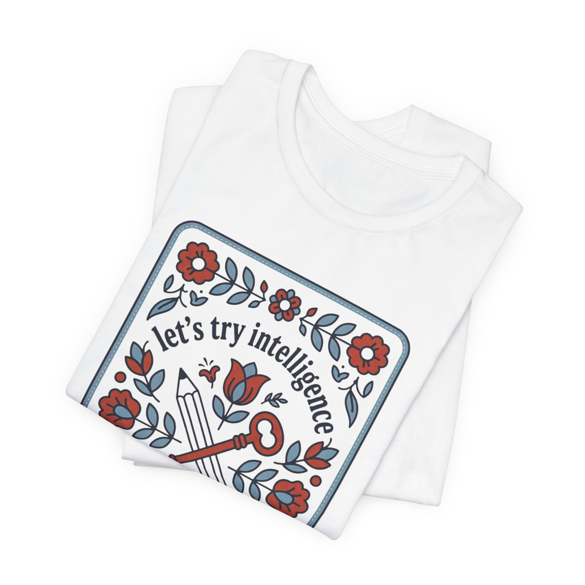 Floral try intelligence Unisex Jersey Short Sleeve Tee
