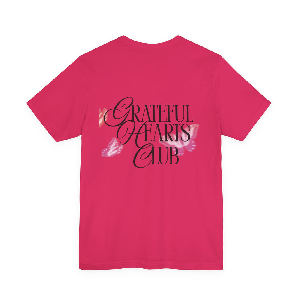 Grateful Hearts Club T‑Shirt – Floral Butterfly Graphic Tee