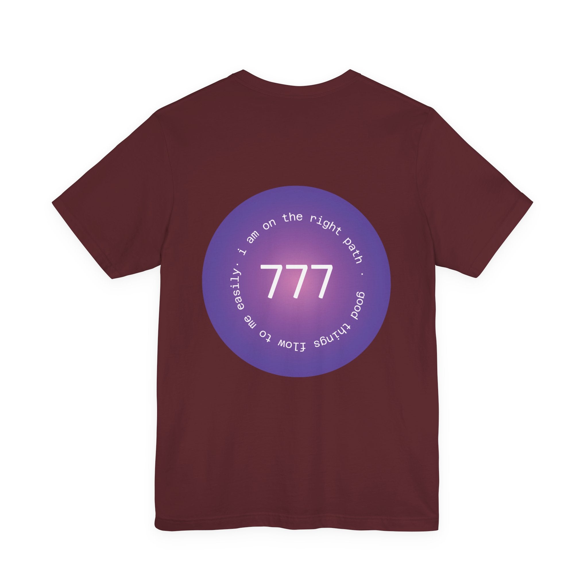 Spiritual 777 Numerology Tee – "Manifest Miracles" Purple Circle Graphic T-Shirt