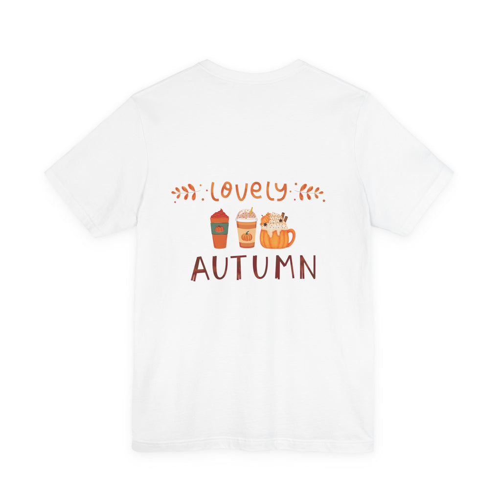 Lovely Autumn T-Shirt – Pumpkin & Cozy Fall Drinks Graphic Tee