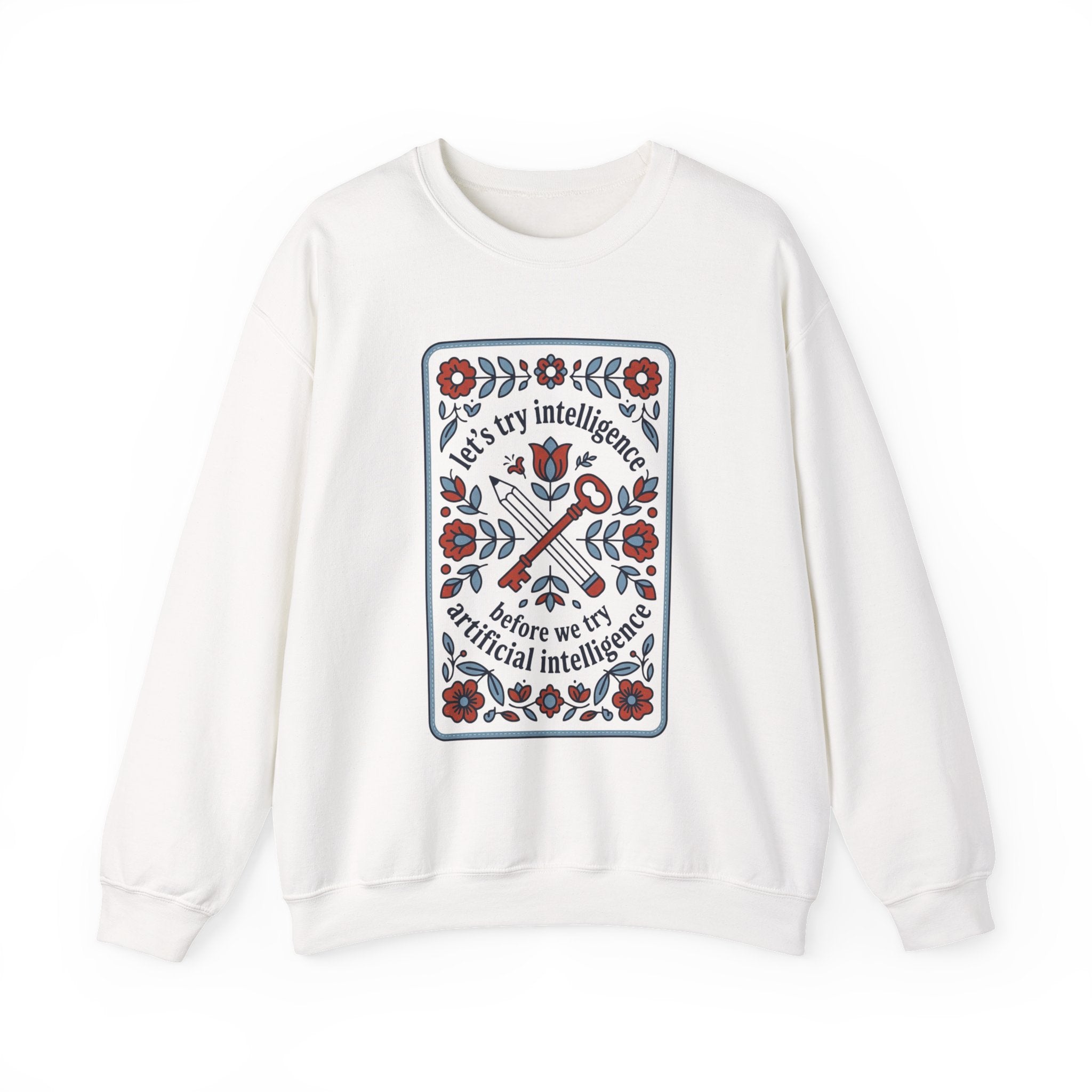 Floral try intelligence Unisex Heavy Blend™ Crewneck Sweatshirt