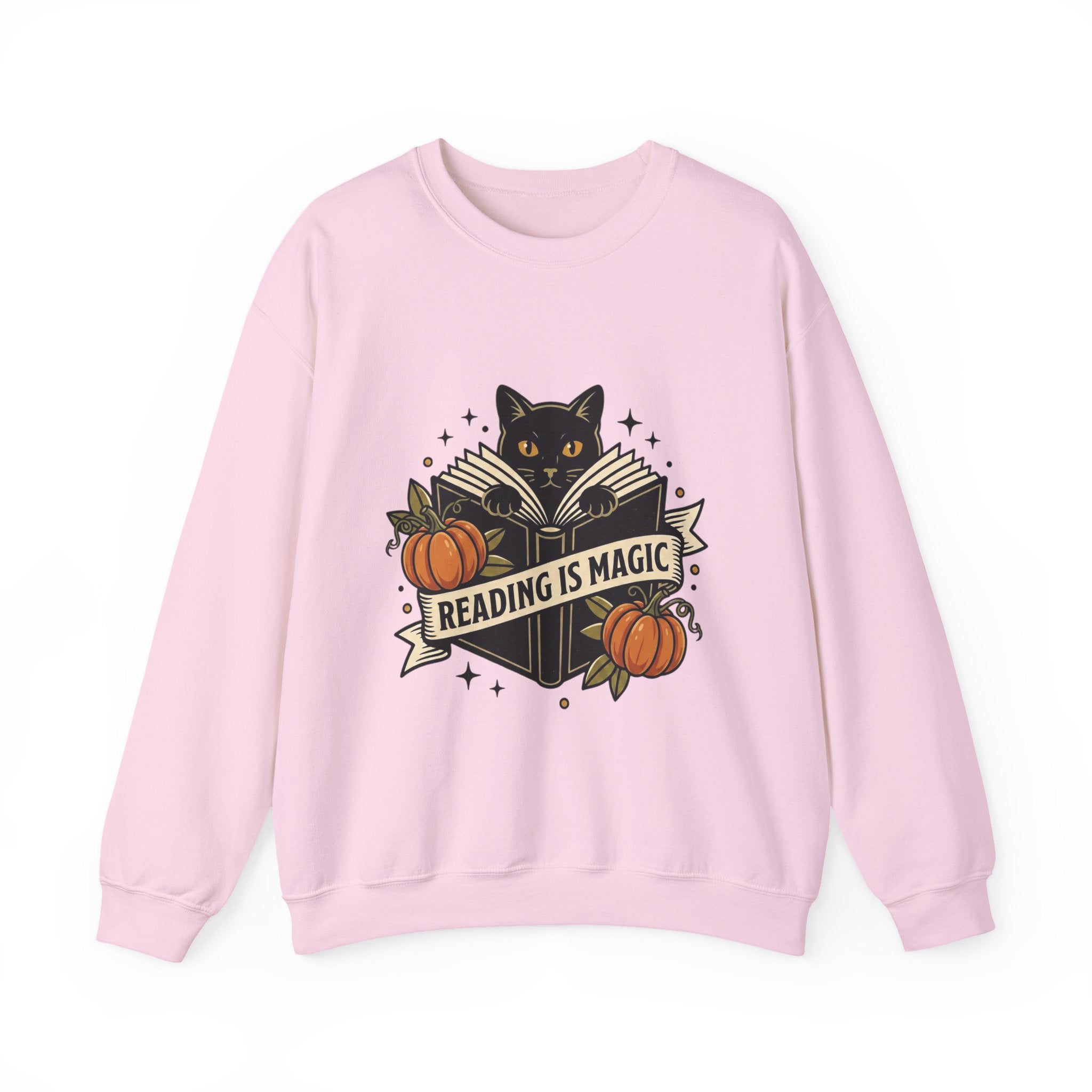 Reading Is Magic Sweatshirt | Traditional Tattoo-Inspired, Cat & Pumpkin Flash