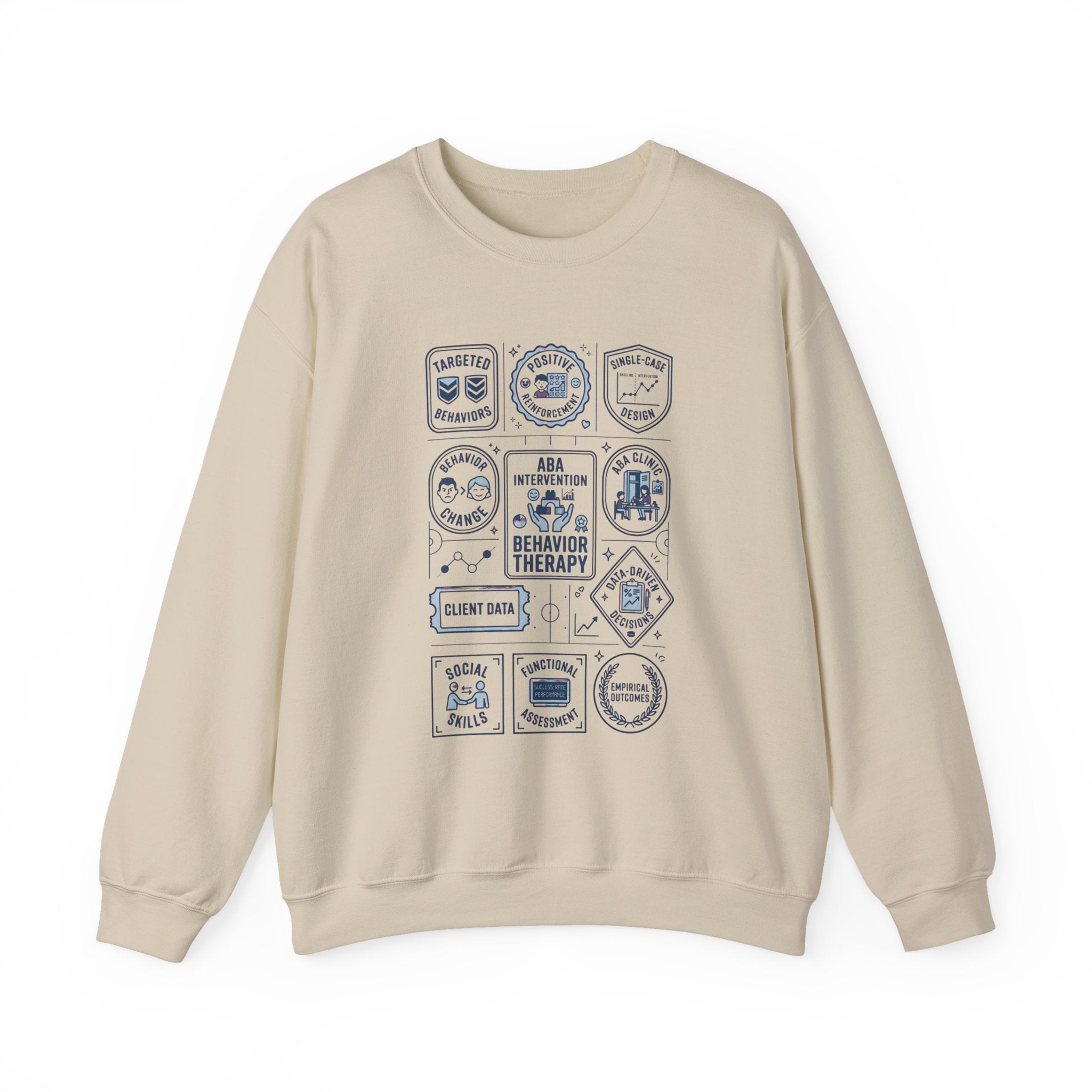 Behavior Therapy Crewneck Sweatshirt — ABA Therapy Badges Design