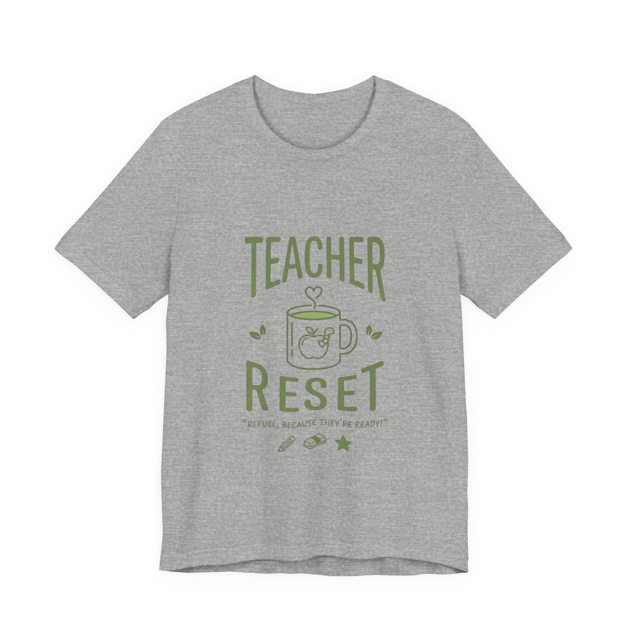 Teacher Reset T-Shirt — Funny Teacher Gift Tee with Coffee Mug Design