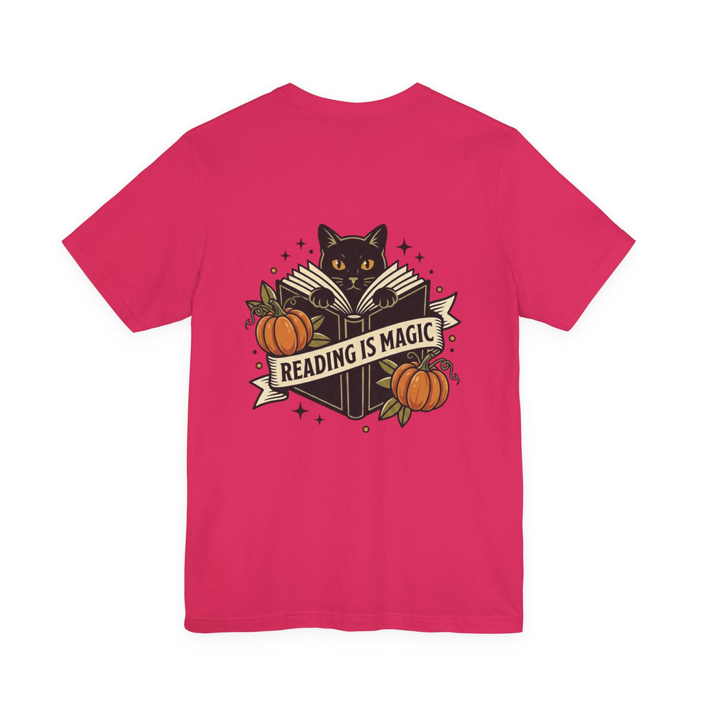 Reading Is Magic T-Shirt | Traditional Tattoo Cat, Banner & Pumpkins