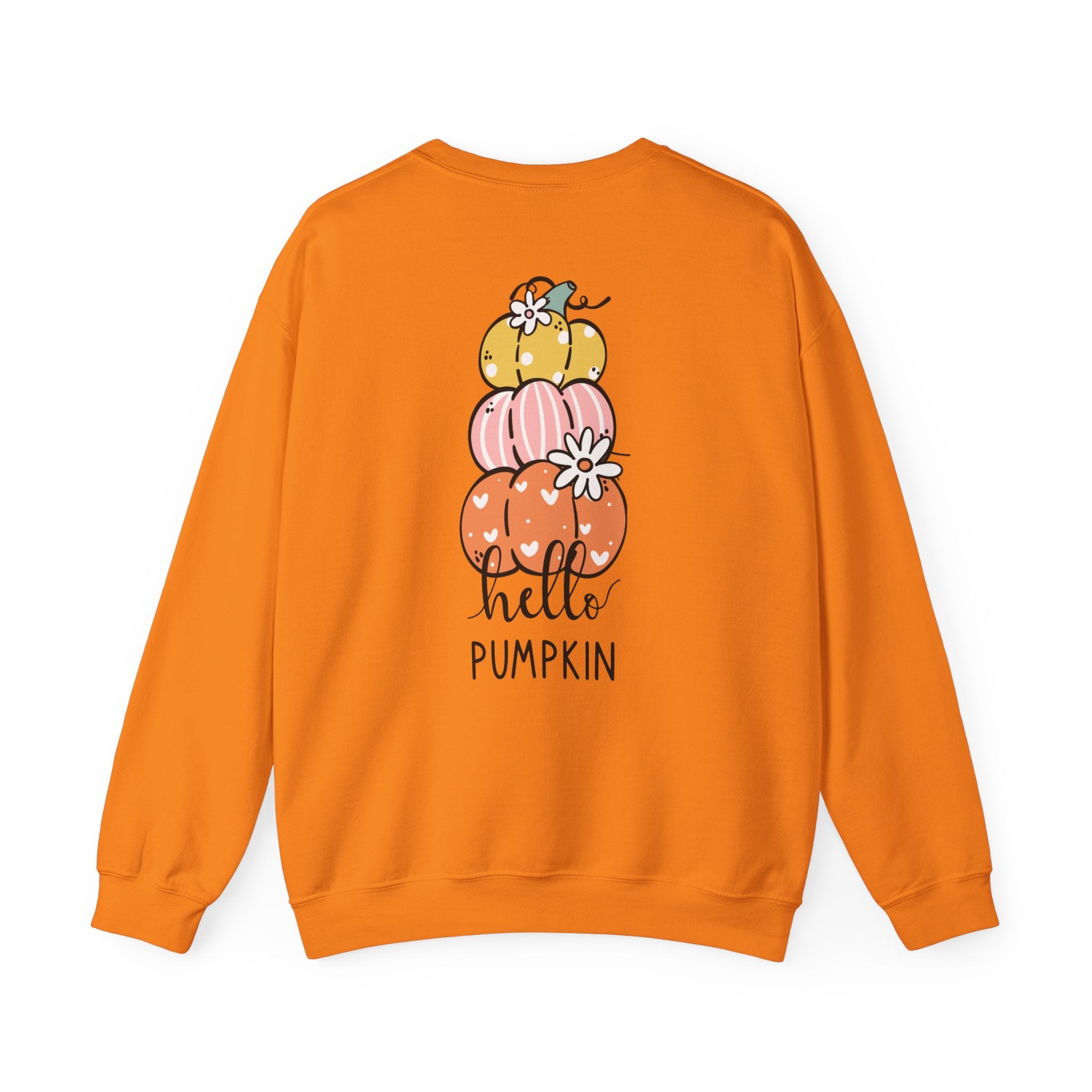 Hello Pumpkin Crewneck Sweatshirt — Cute Stacked Pumpkins Fall Sweater