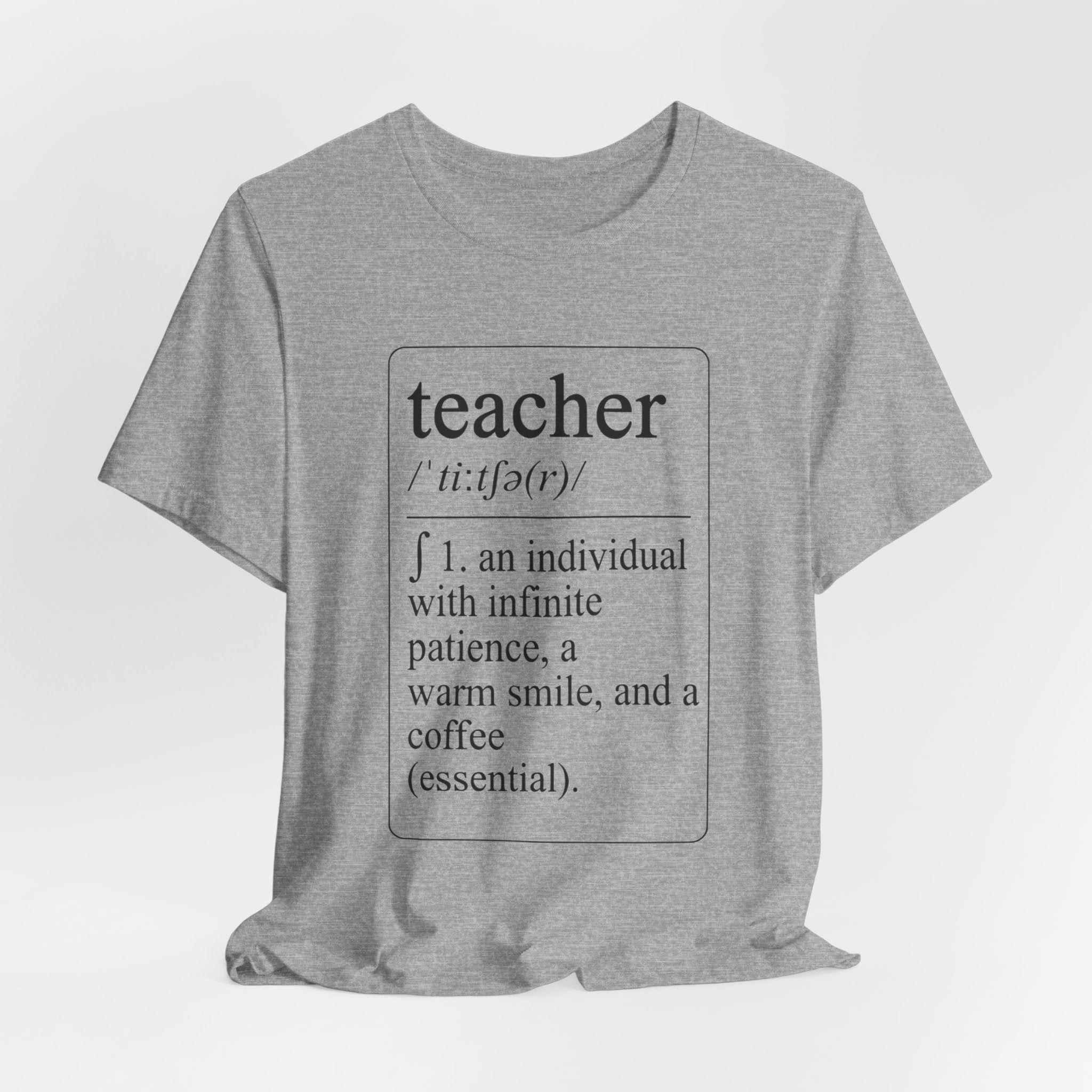 Teacher Definition T-Shirt — Funny Teacher Gift Tee ("teacher /ˈtiːtʃər/ 1. an individual with infinite patience, a warm smile, and a [...]