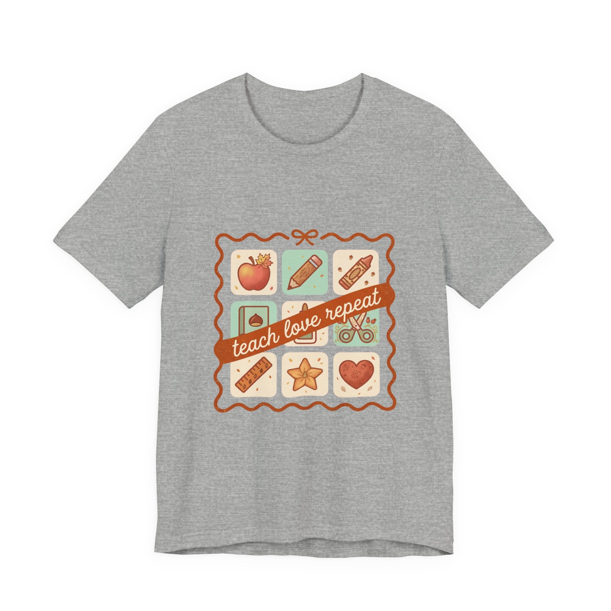 teach love repeat T-Shirt | Back to School teacher tee, classroom icons