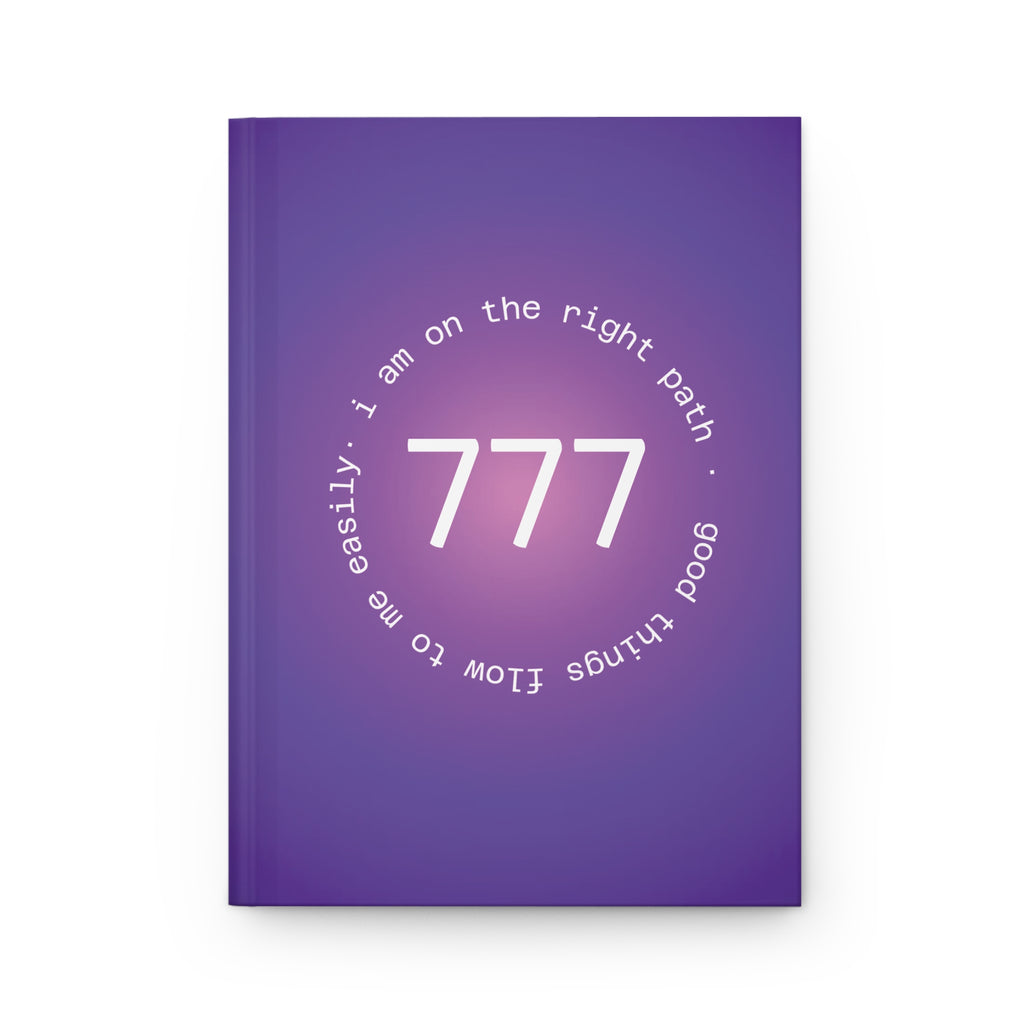 Hardcover Journal — 777 Angel Number Purple Gratitude Notebook ("I am on the right path, good things flow to me easily")