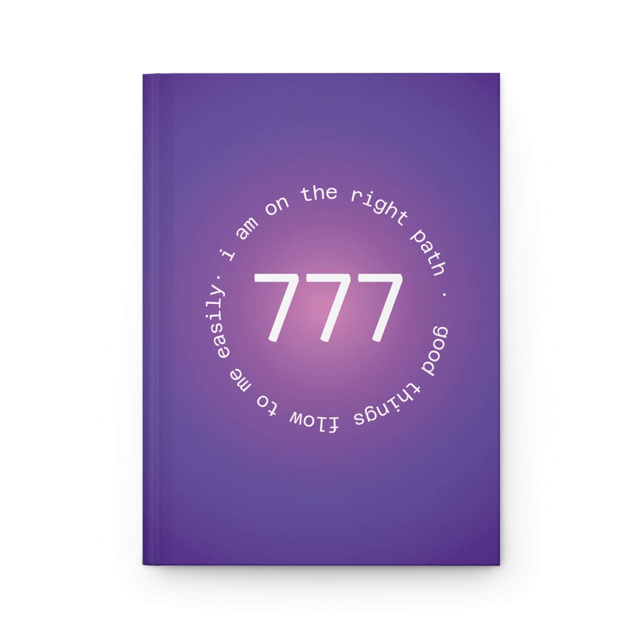 Hardcover Journal — 777 Angel Number Purple Gratitude Notebook ("I am on the right path, good things flow to me easily")