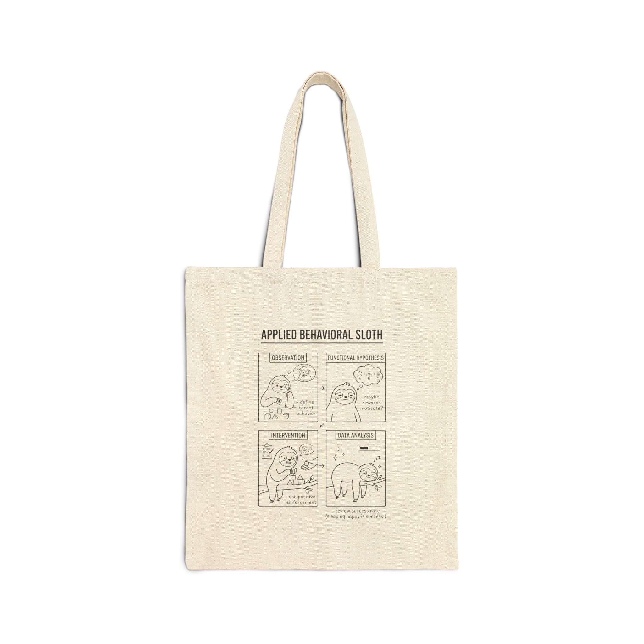 Applied Behavioral Sloth Tote | Science Humor, STEM Pun Canvas Bag
