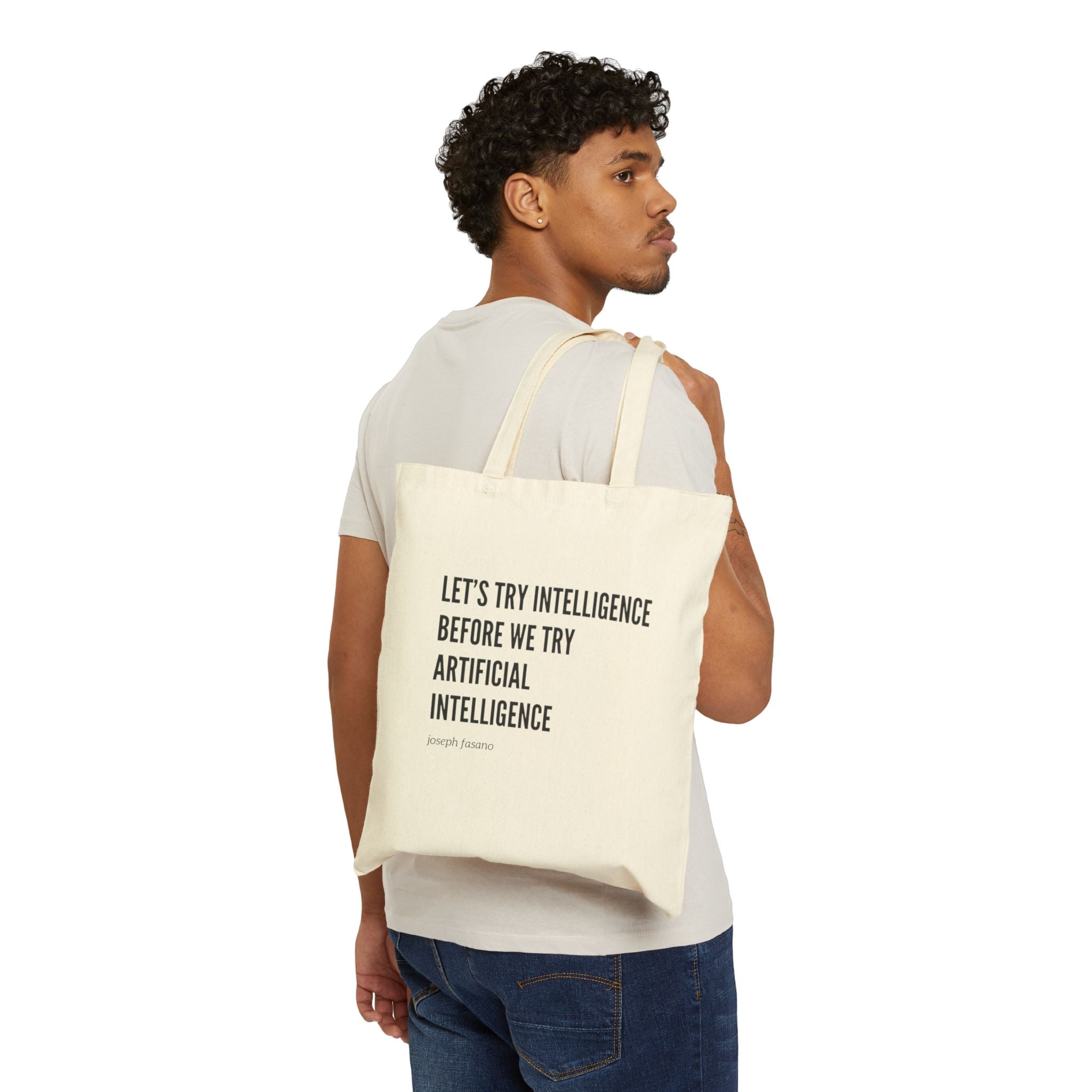 "try intelligence" Cotton Canvas Tote Bag