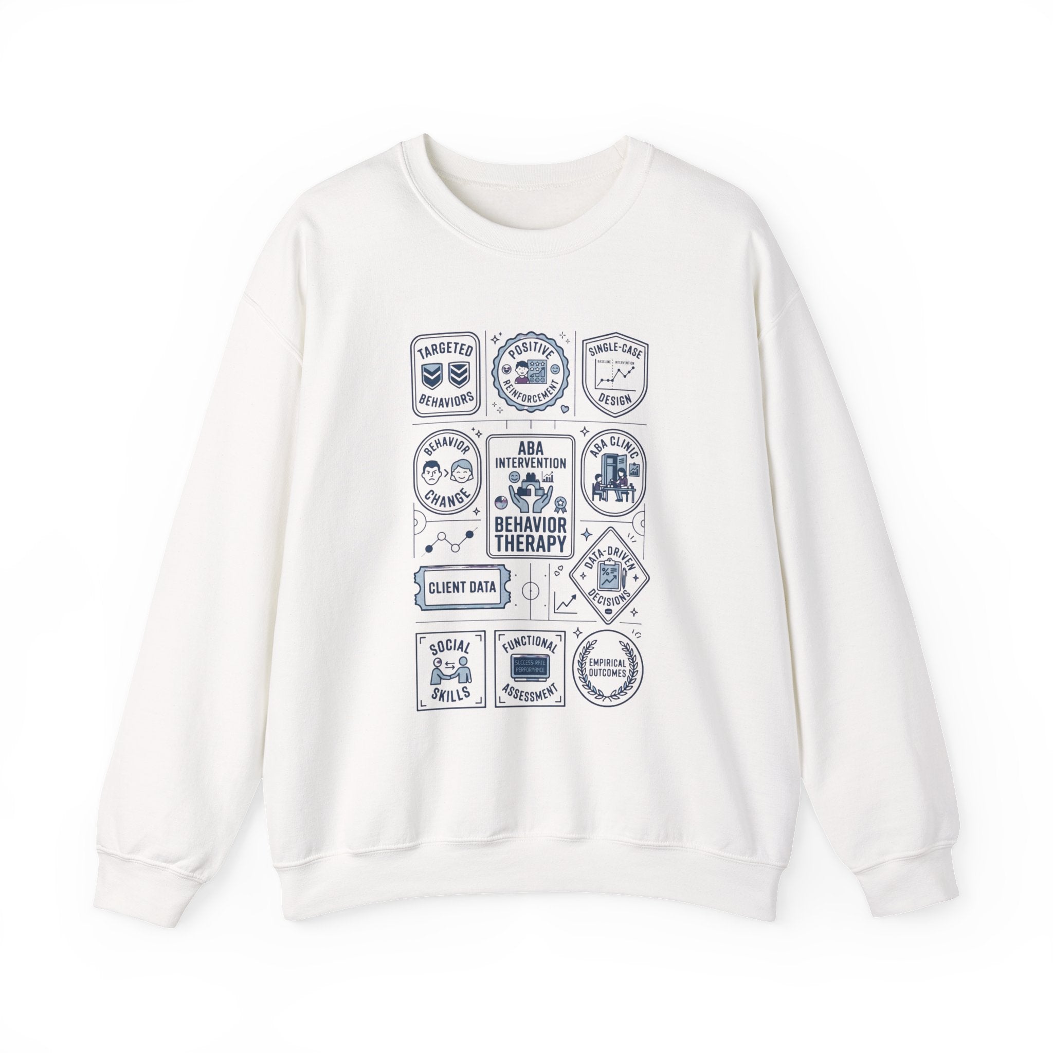 Behavior Therapy Crewneck Sweatshirt — ABA Therapy Badges Design