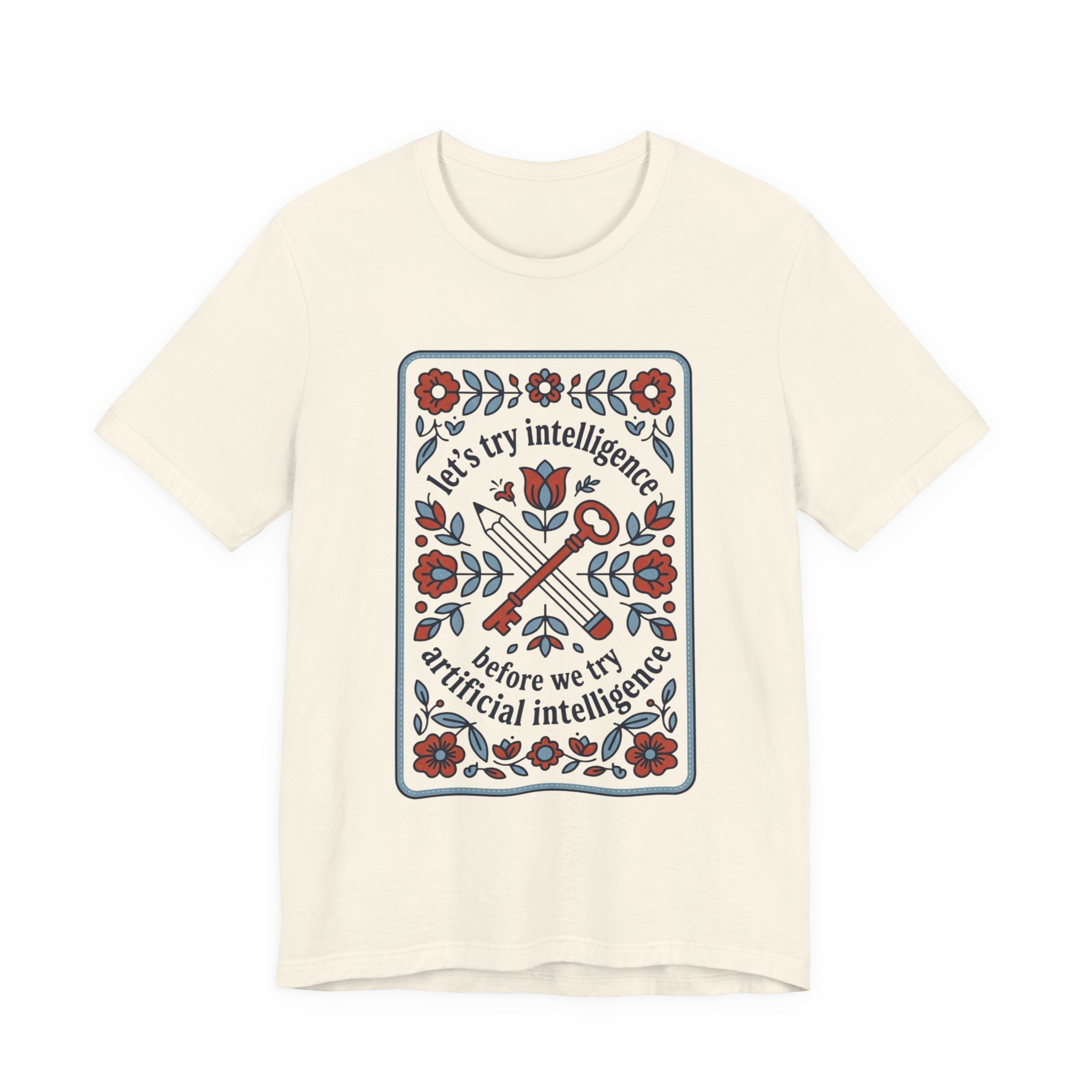 Floral try intelligence Unisex Jersey Short Sleeve Tee