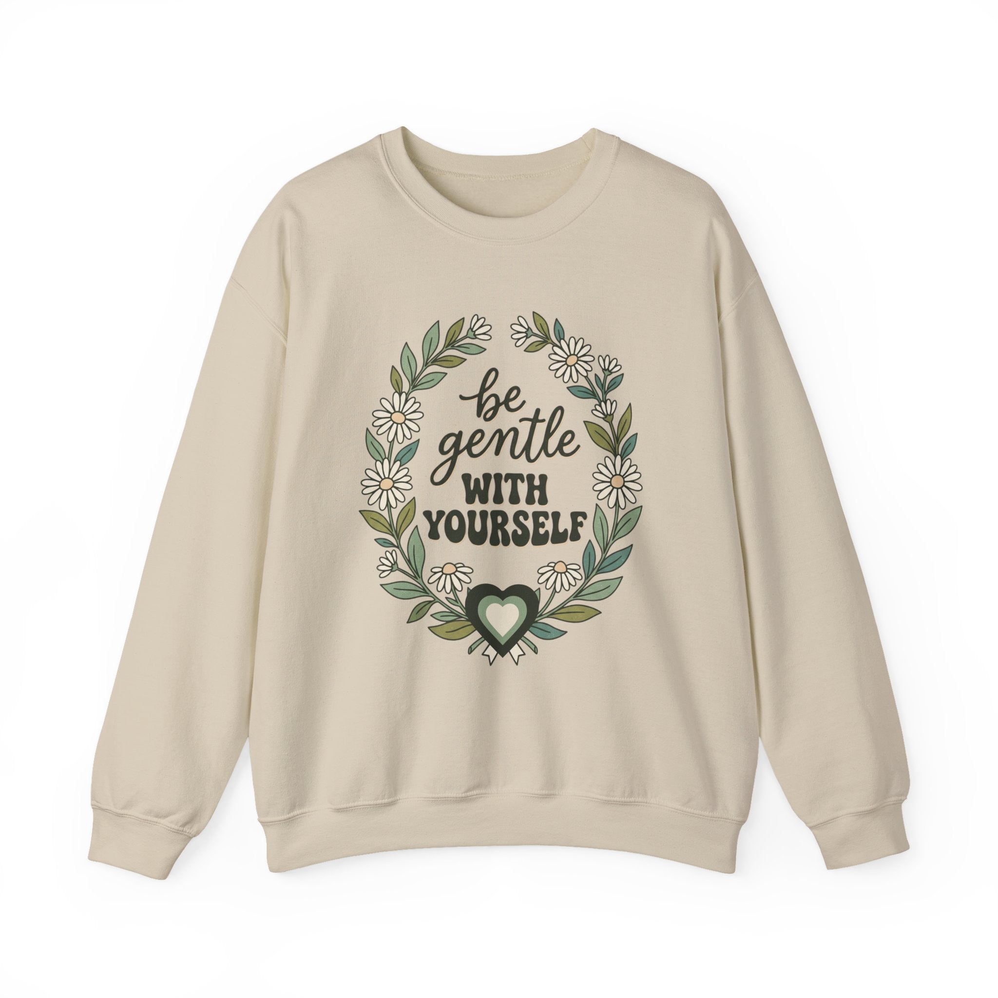 Be Gentle With Yourself Sweatshirt | Mental Health Awareness, Green Ribbon
