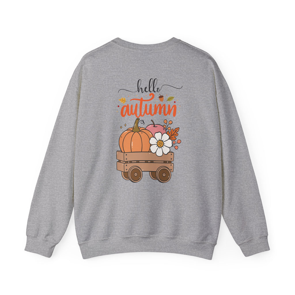 Hello Autumn Sweatshirt — Pumpkin Wagon Fall Crewneck