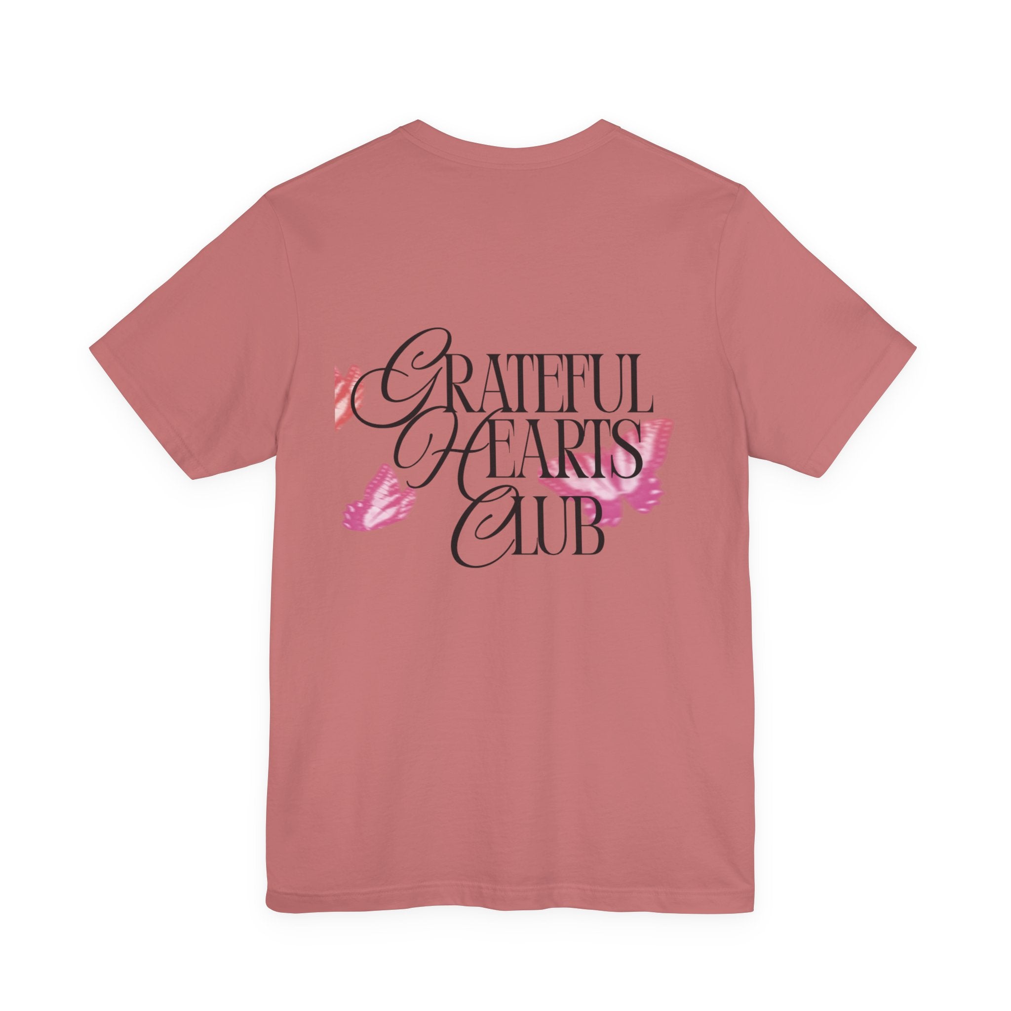 Grateful Hearts Club T‑Shirt – Floral Butterfly Graphic Tee