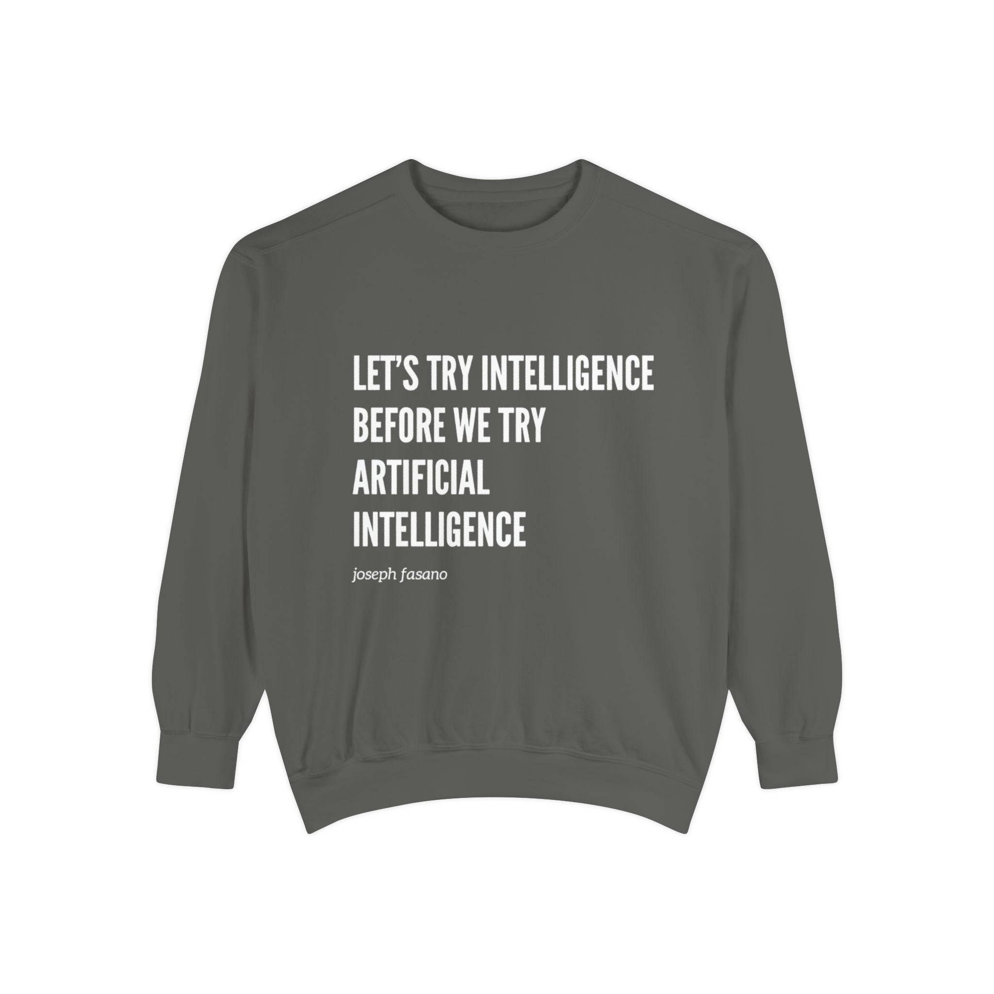 "try intelligence" crew neck sweatshirt