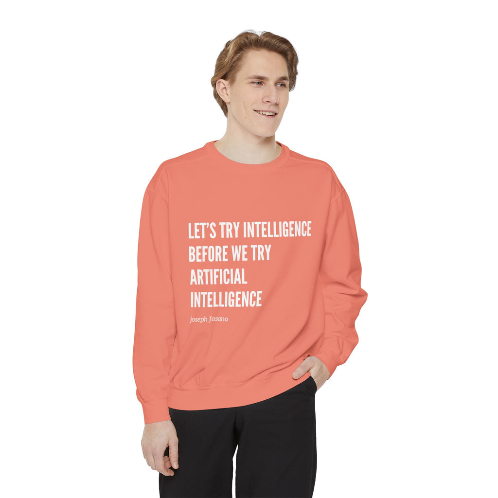 "try intelligence" crew neck sweatshirt