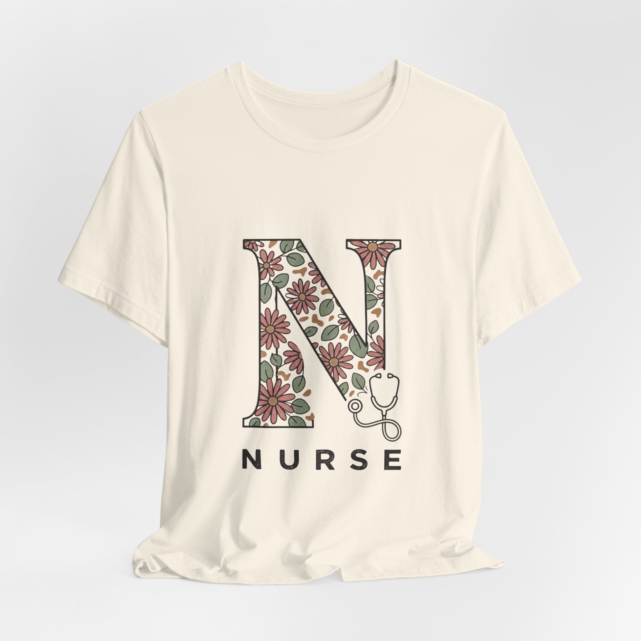 Floral N Nurse Tee | Retro Vacation Vibe, Floral Lettering Nurse T-Shirt