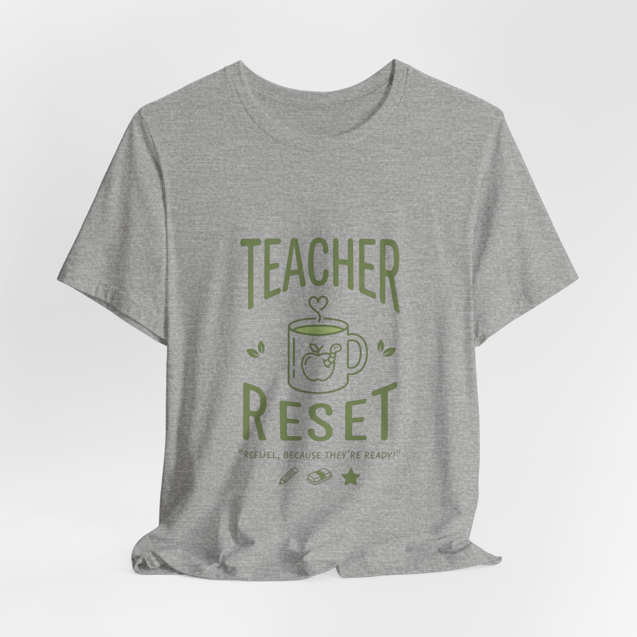Teacher Reset T-Shirt — Funny Teacher Gift Tee with Coffee Mug Design