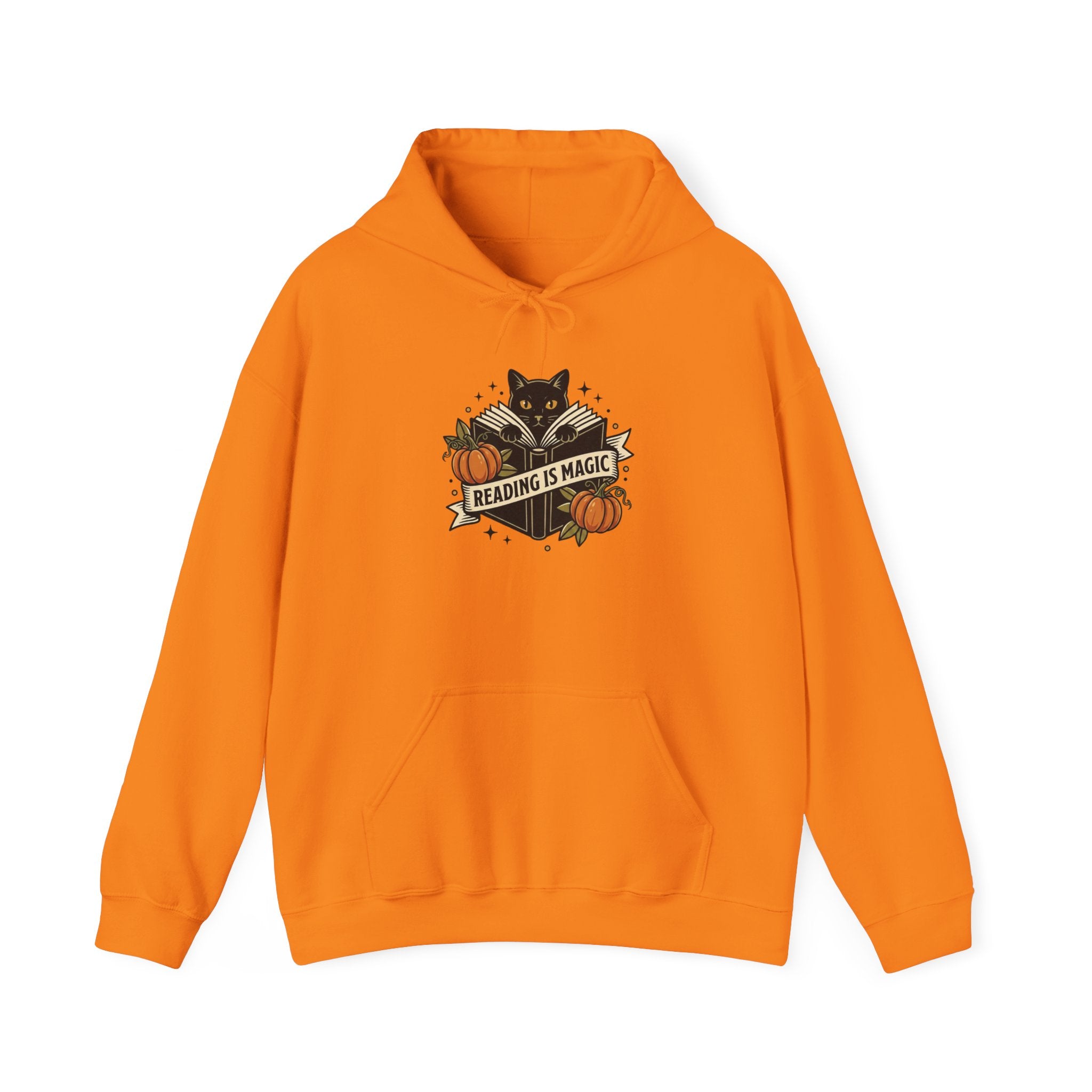 Black Cat with Pumpkins Hoodie | Traditional Tattoo-Inspired, Flash-Style