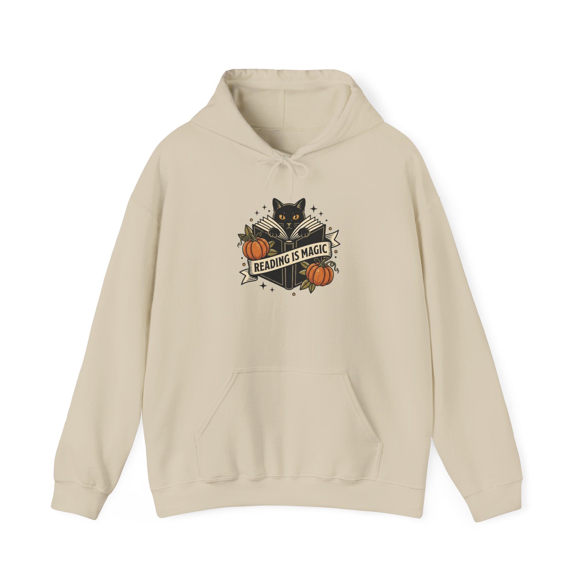 Black Cat with Pumpkins Hoodie | Traditional Tattoo-Inspired, Flash-Style