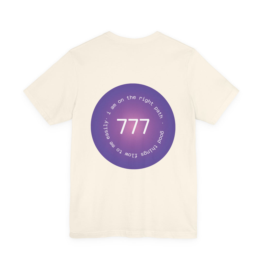 Spiritual 777 Numerology Tee – "Manifest Miracles" Purple Circle Graphic T-Shirt