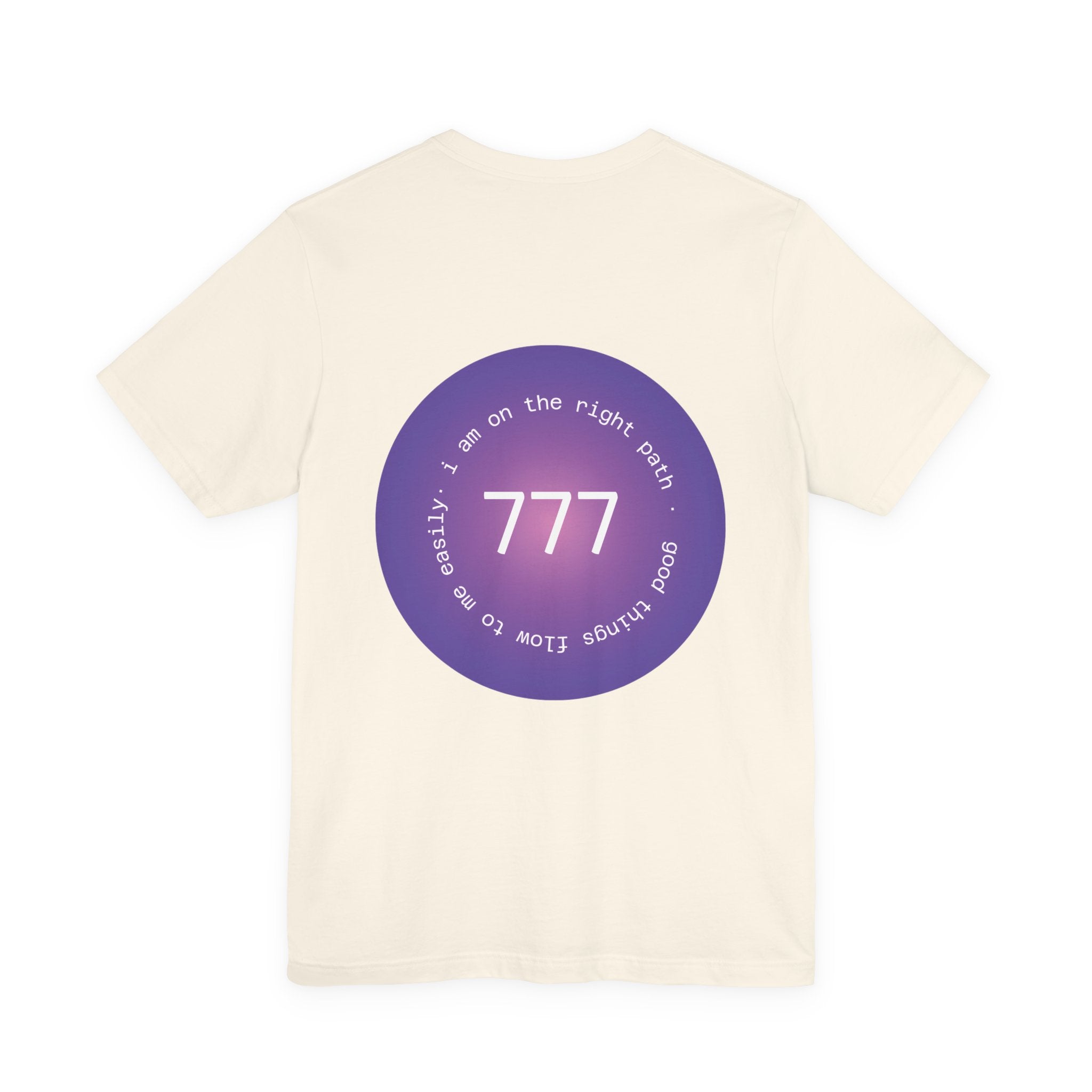Spiritual 777 Numerology Tee – "Manifest Miracles" Purple Circle Graphic T-Shirt