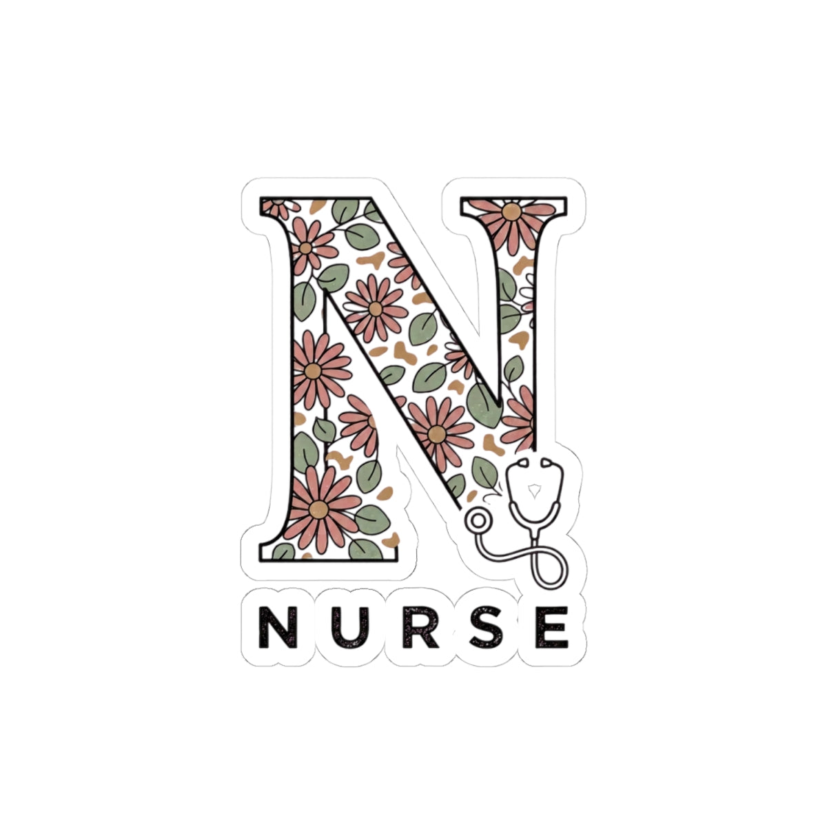 Floral N Nurse Sticker | Kiss-Cut, Retro Floral, Easy Tiger, Nurse Decal