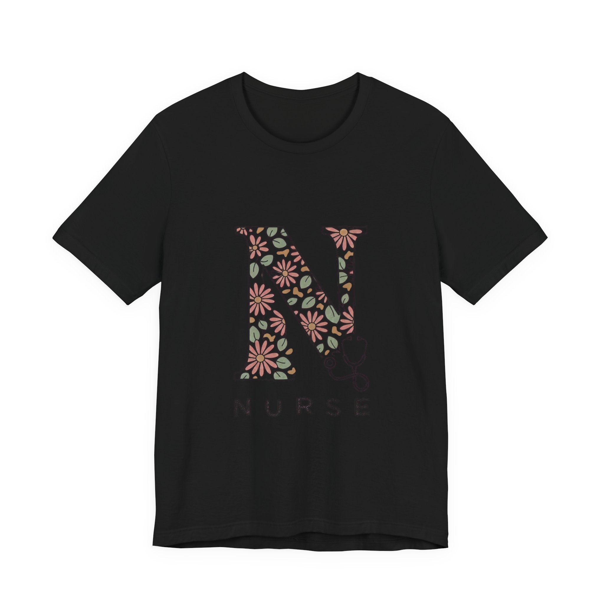 Floral N Nurse Tee | Retro Vacation Vibe, Floral Lettering Nurse T-Shirt