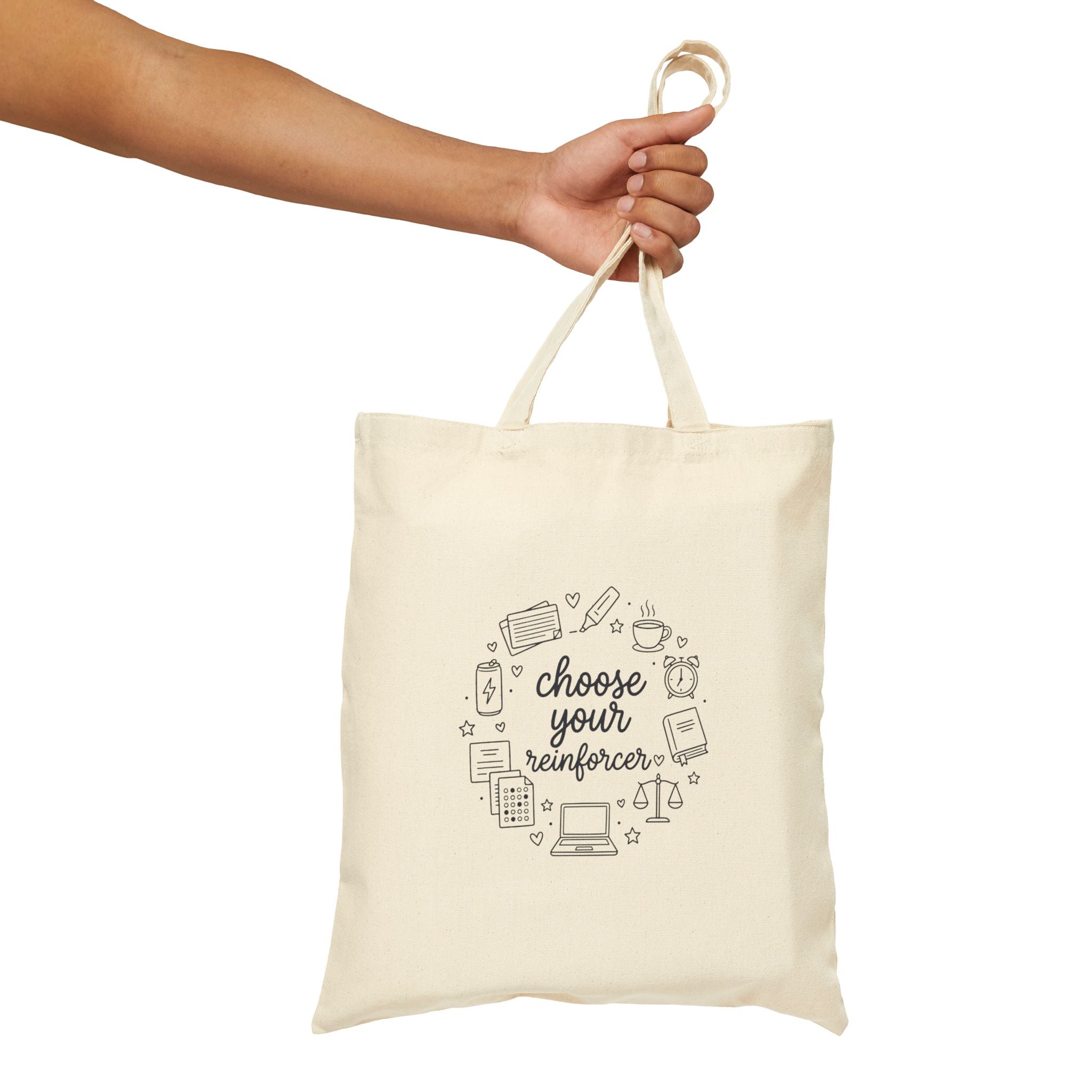 "Choose Your Reinforcer" Teacher & Behavior Analyst Canvas Tote, Reinforcement Psychology Gift