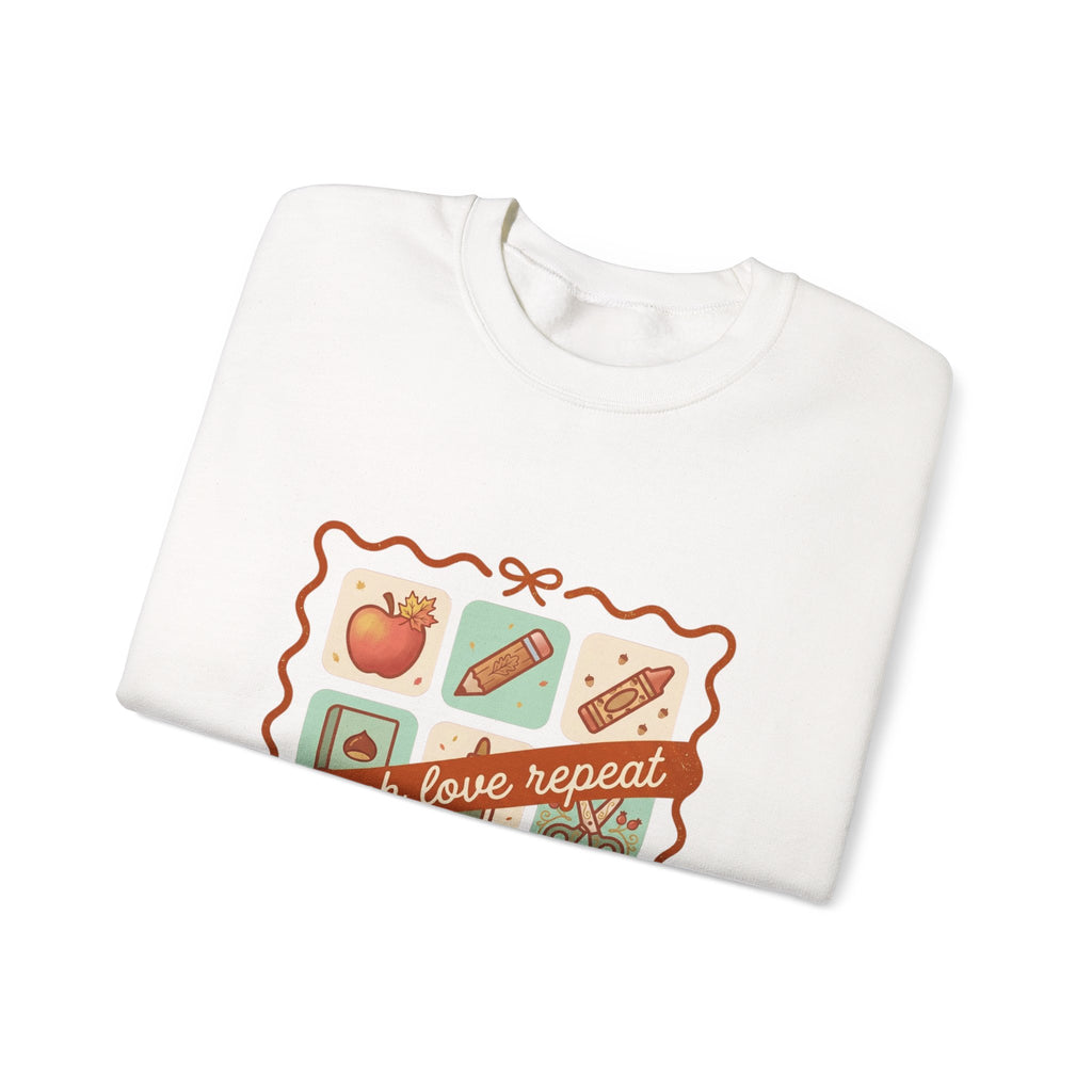 teach, love, repeat Sweatshirt | Back to School Teacher Crewneck