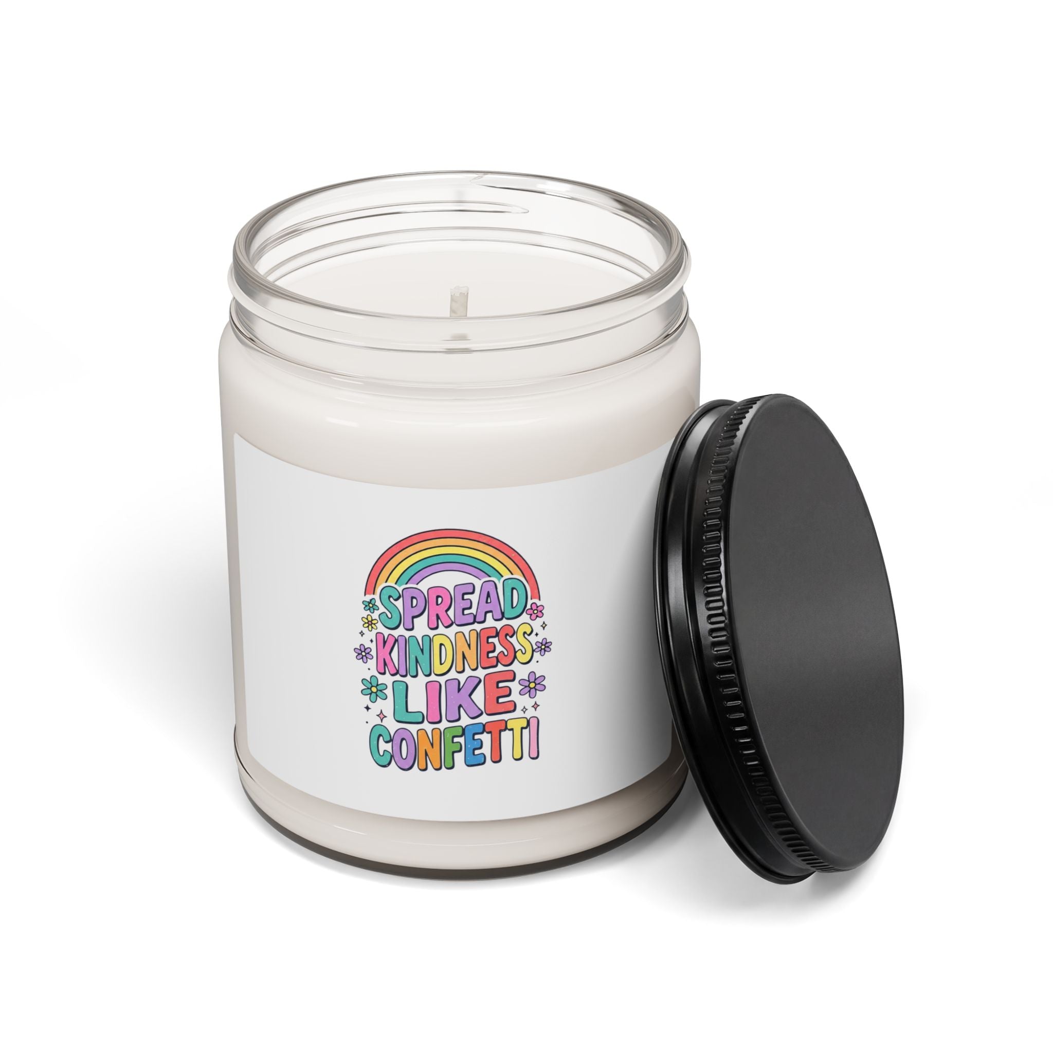 Spread Kindness Like Confetti Candle | Christian Rainbow Scripture Style