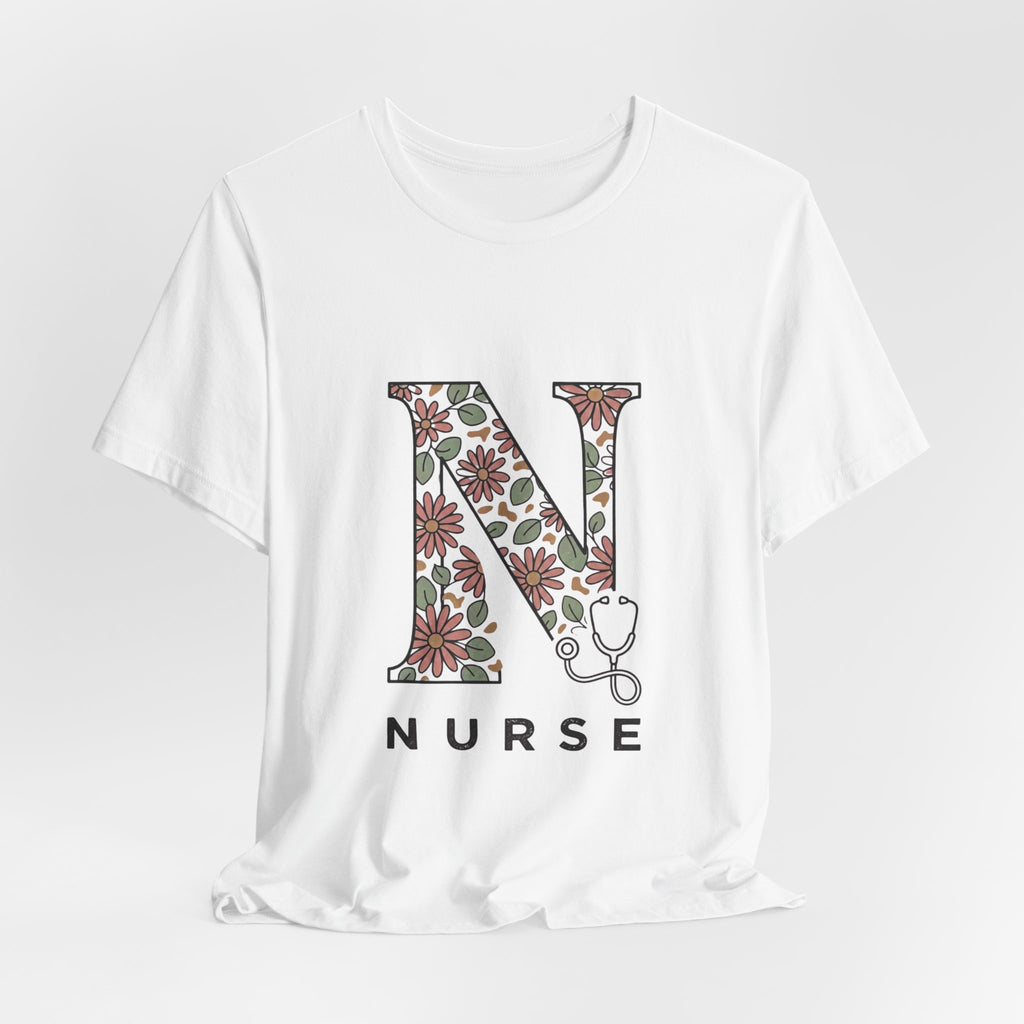 Floral N Nurse Tee | Retro Vacation Vibe, Floral Lettering Nurse T-Shirt
