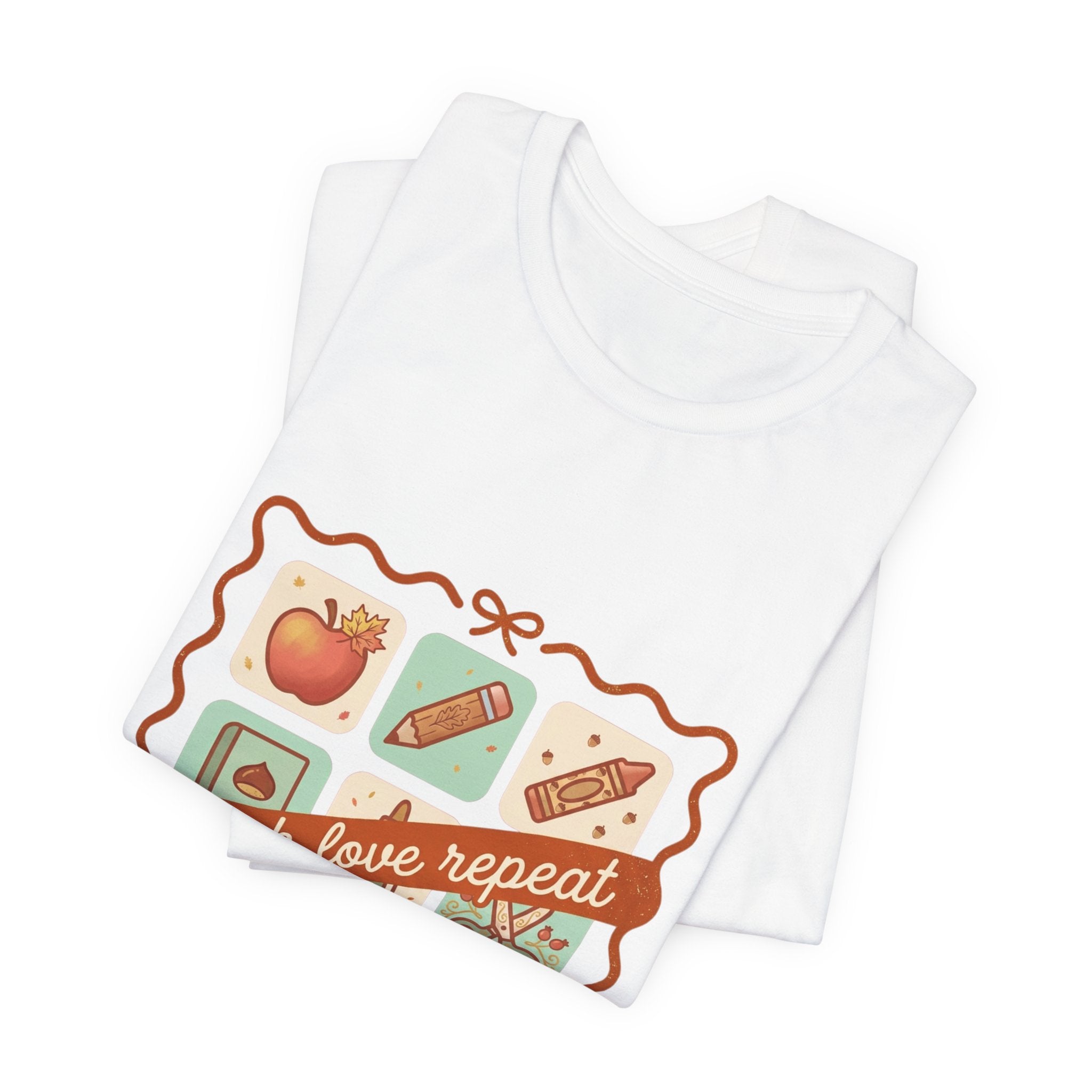 teach love repeat T-Shirt | Back to School teacher tee, classroom icons