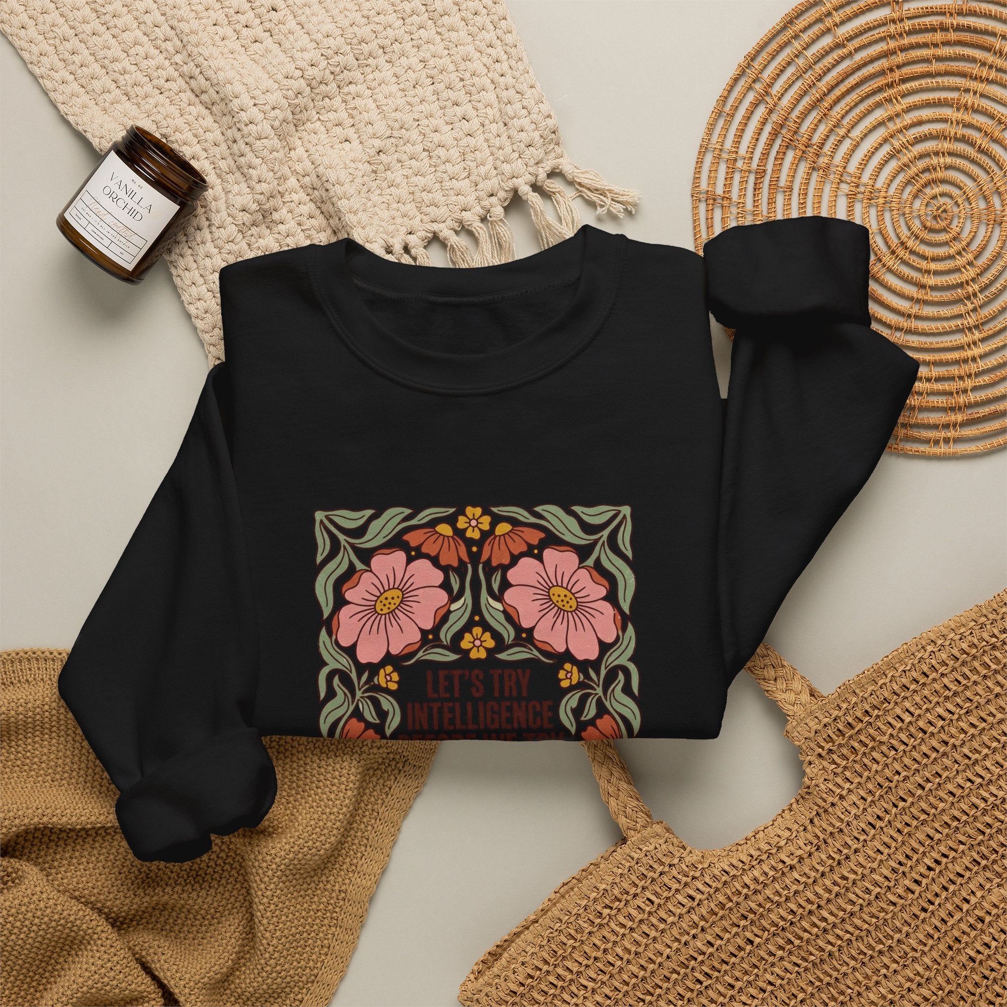 Flower let’s try intelligence Unisex Heavy Blend™ Crewneck Sweatshirt