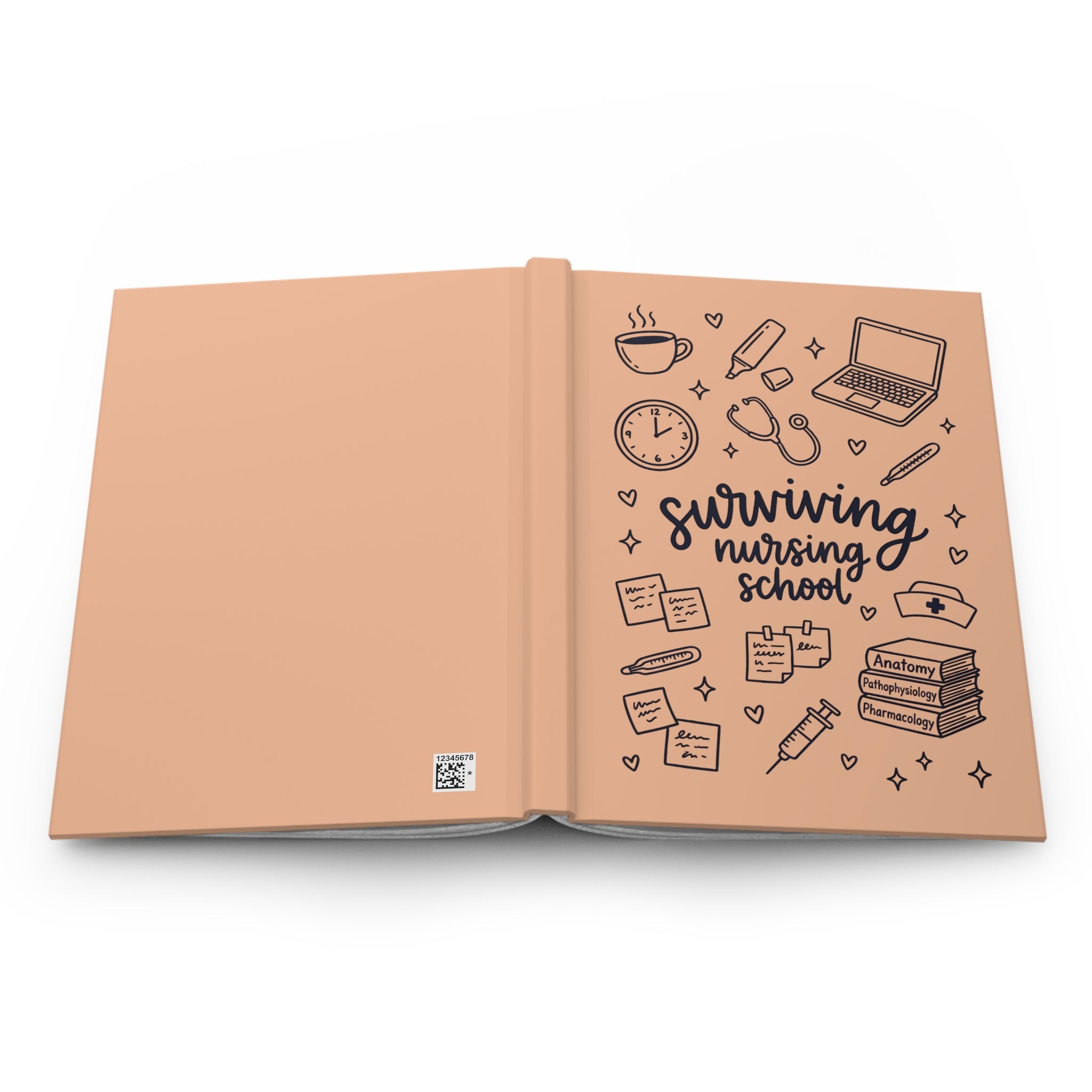 Surviving Nursing School Hardcover Journal — Peach Study Notebook for Nursing Students