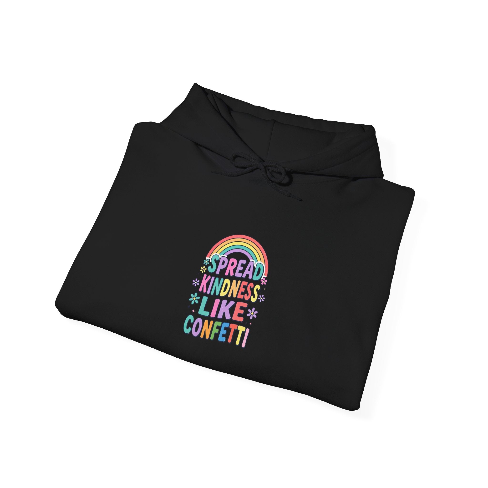Kinder, Kinder, Like Confetti Hoodie | Christian Rainbow Scripture