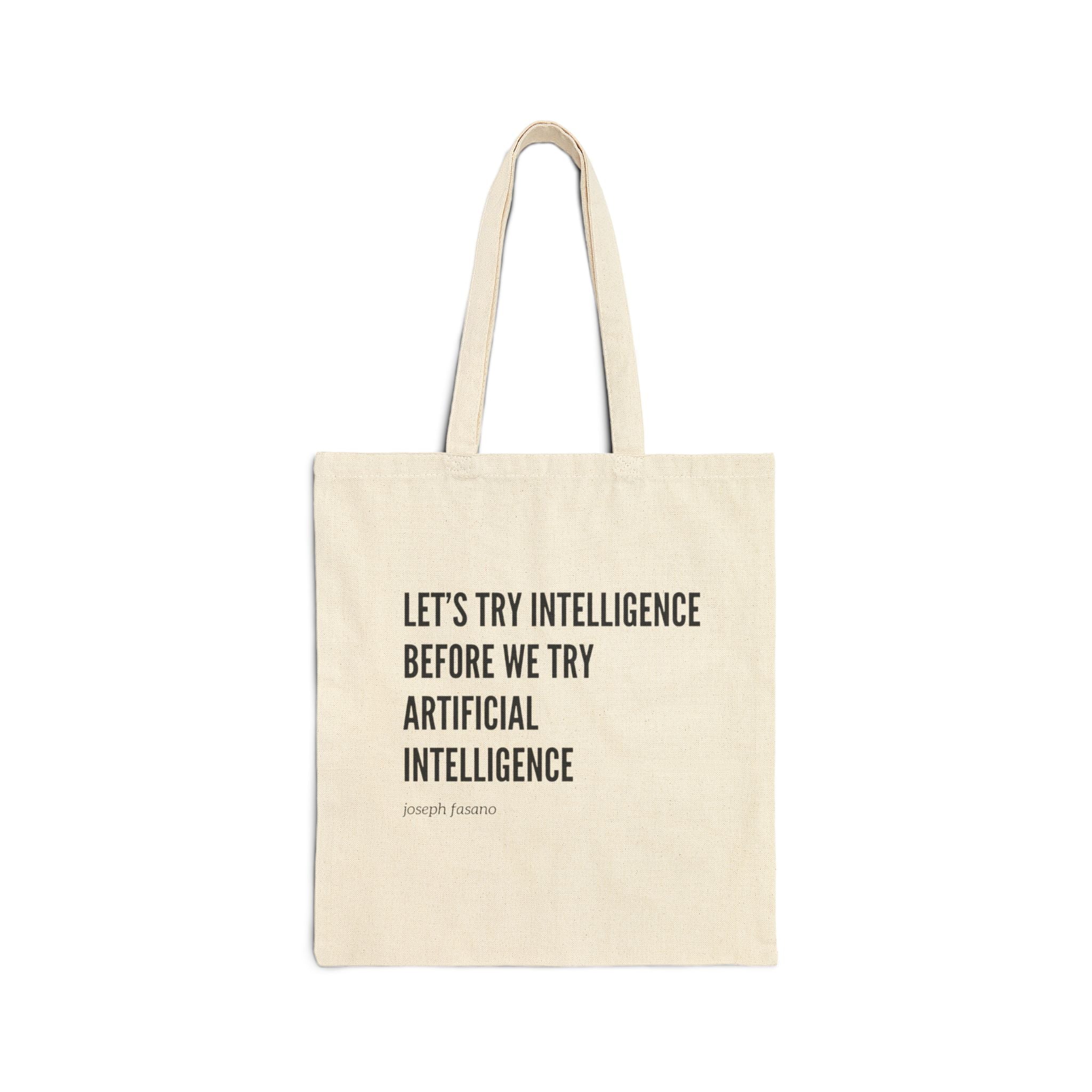 "try intelligence" Cotton Canvas Tote Bag
