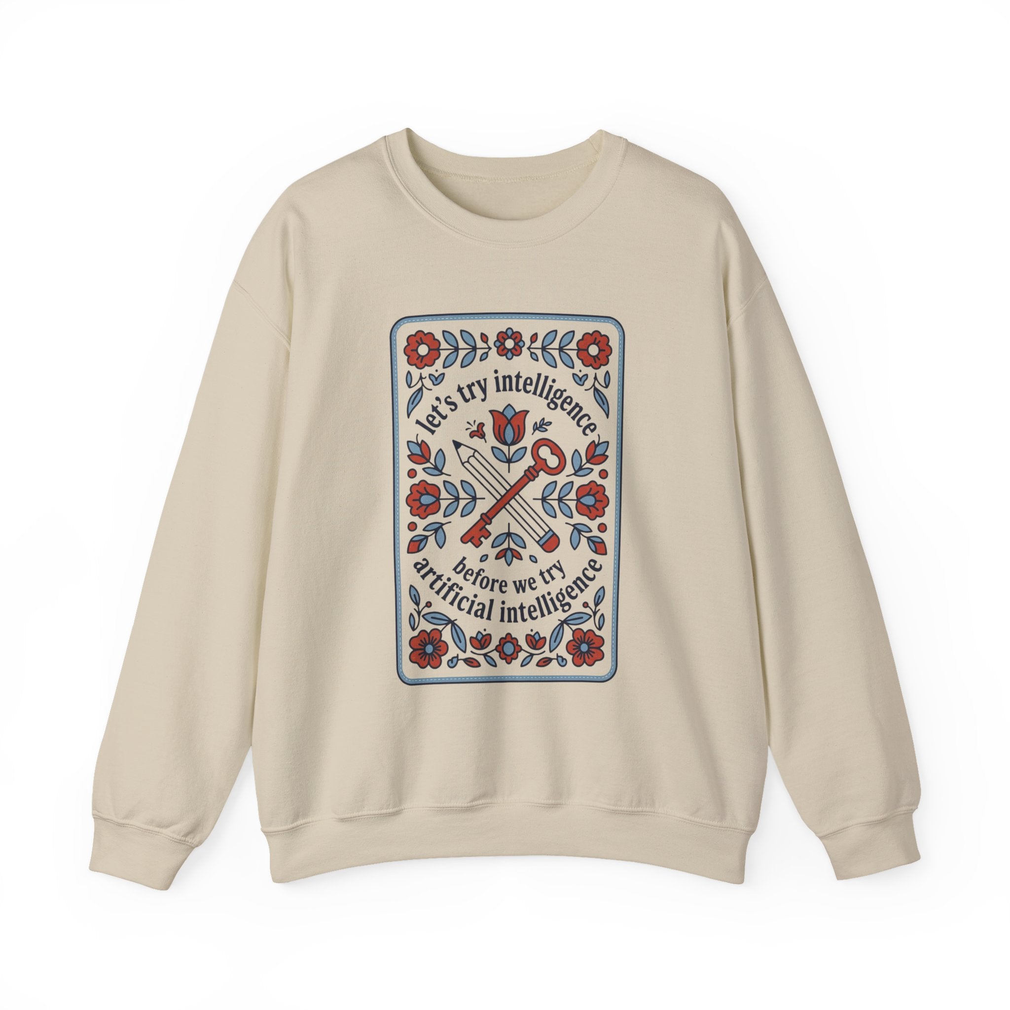 Floral try intelligence Unisex Heavy Blend™ Crewneck Sweatshirt