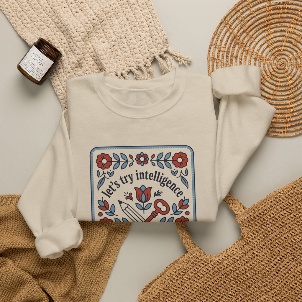 Floral try intelligence Unisex Heavy Blend™ Crewneck Sweatshirt