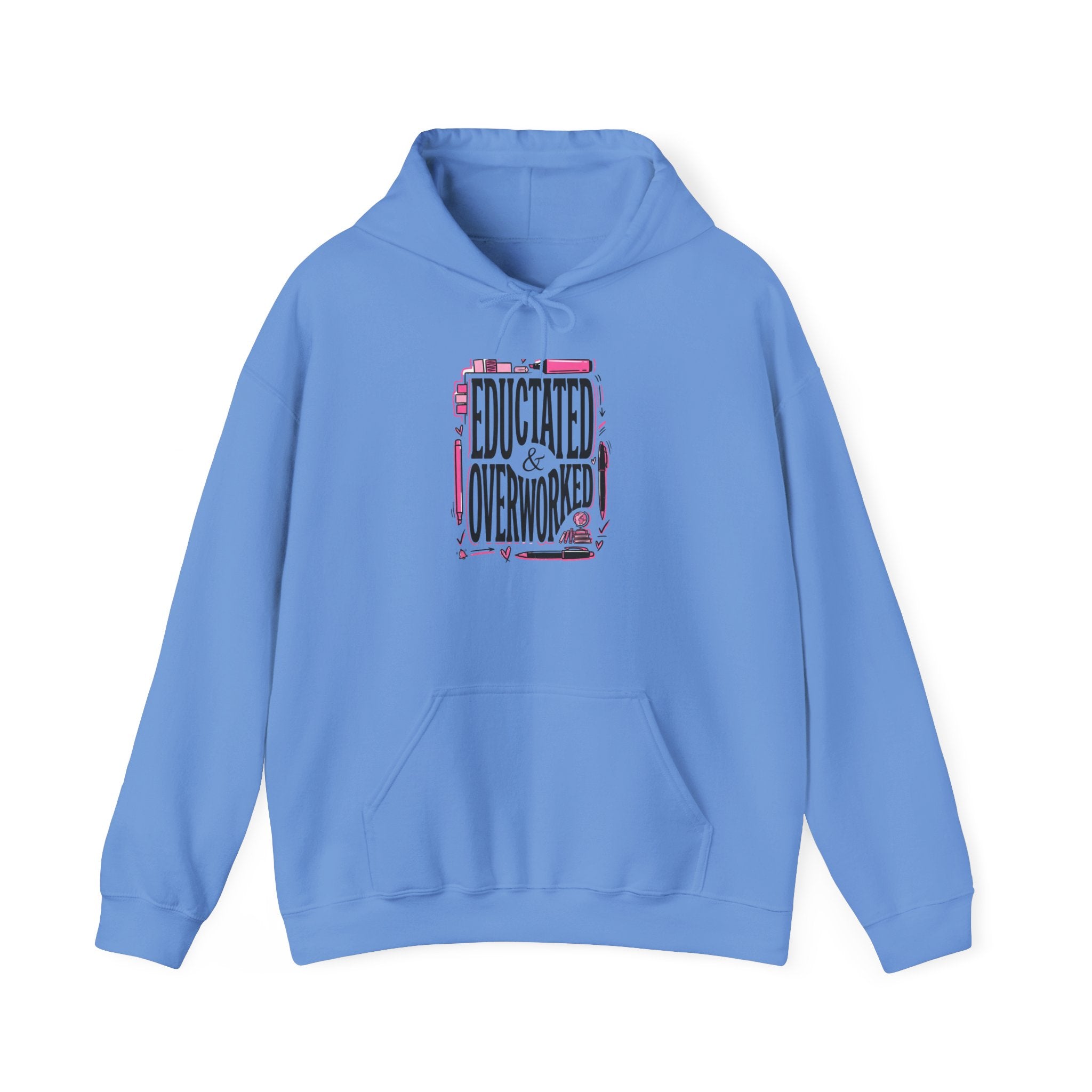 Hoodie — "Educated & Overworked" Cozy Graphic Pullover