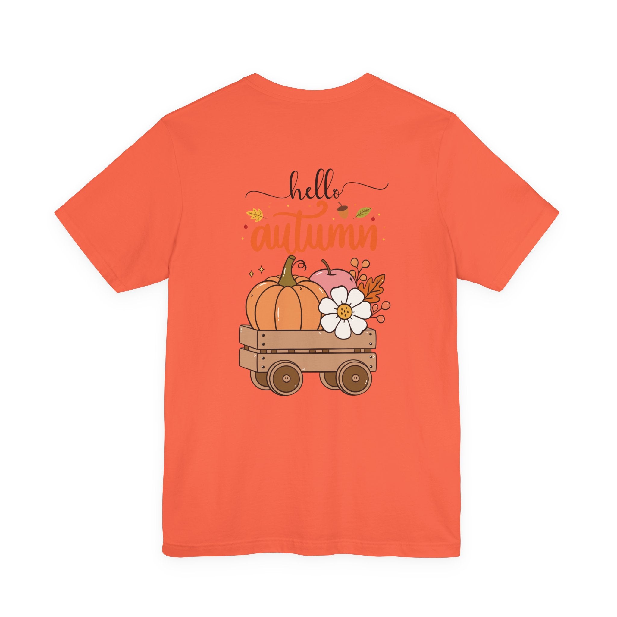 Hello Autumn Tee - Pumpkin Wagon Fall T-Shirt with Bow Accent