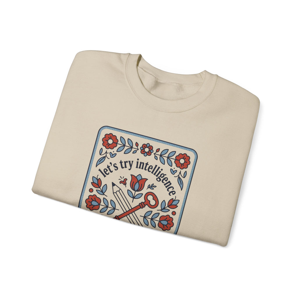 Floral try intelligence Unisex Heavy Blend™ Crewneck Sweatshirt