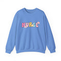 Nurse Bubble Letter Crewneck Sweatshirt — Cute Pastel Nursing Pride Pullover